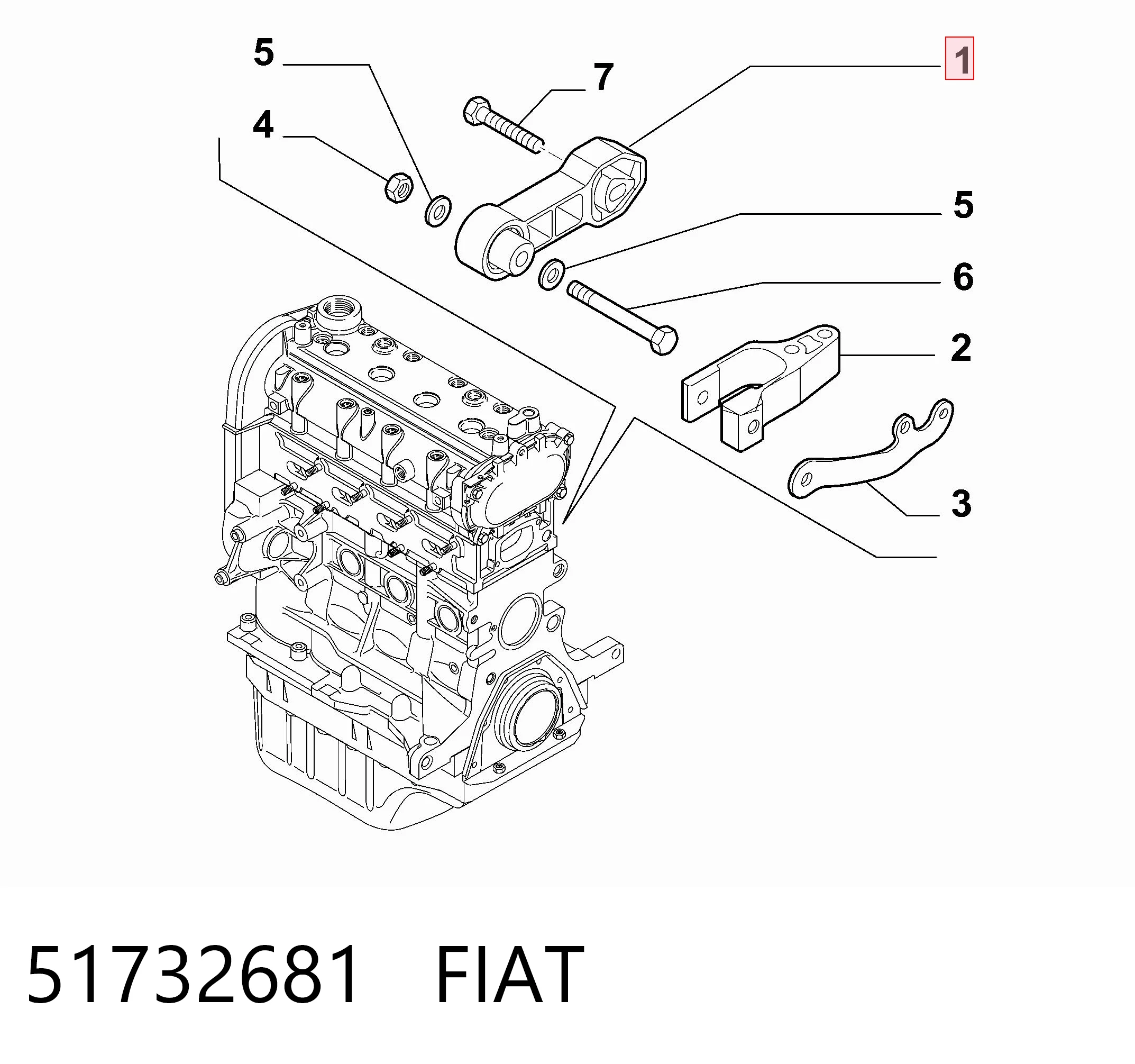 Taco de motor trasero para Fiat 500 (312)