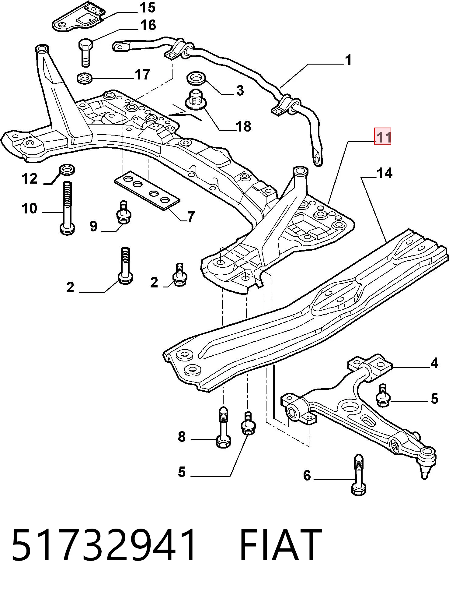 Subchasis delantero Alfa Romeo 147 (2001-2010)
