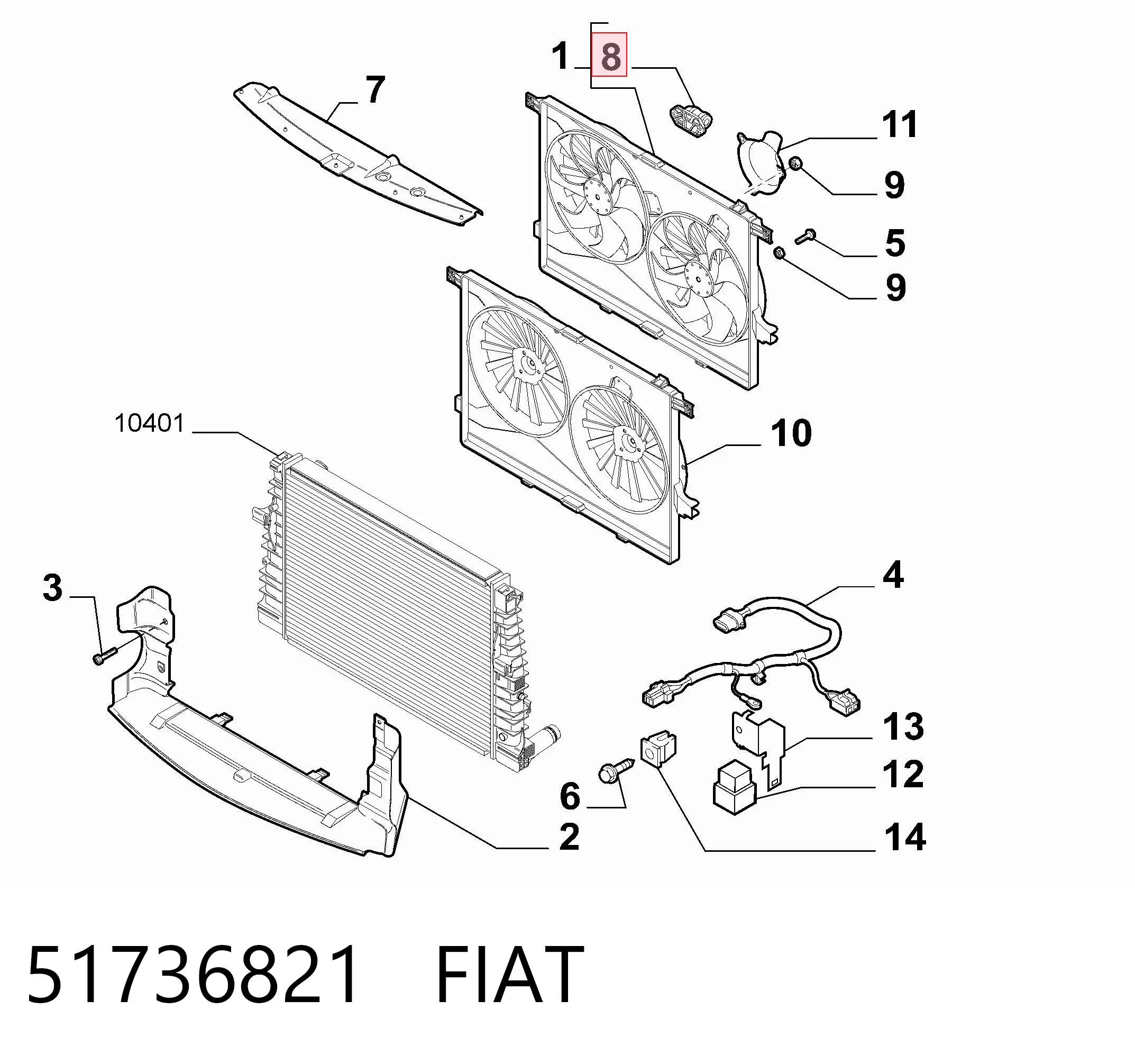 51736821 Fiat/Alfa/Lancia Regulador de velocidad del ventilador de refrigeración (unidad de control)
