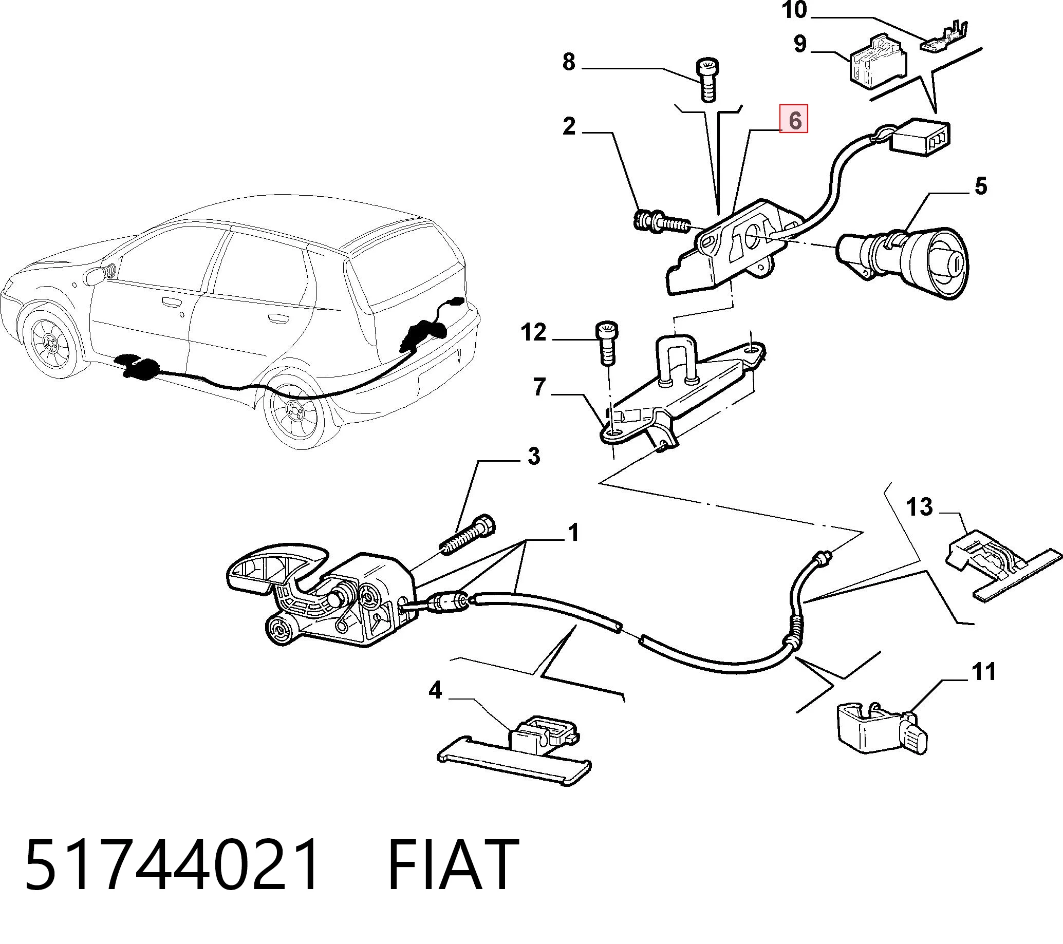 Comprar Cerradura de maletero Fiat Punto II 188