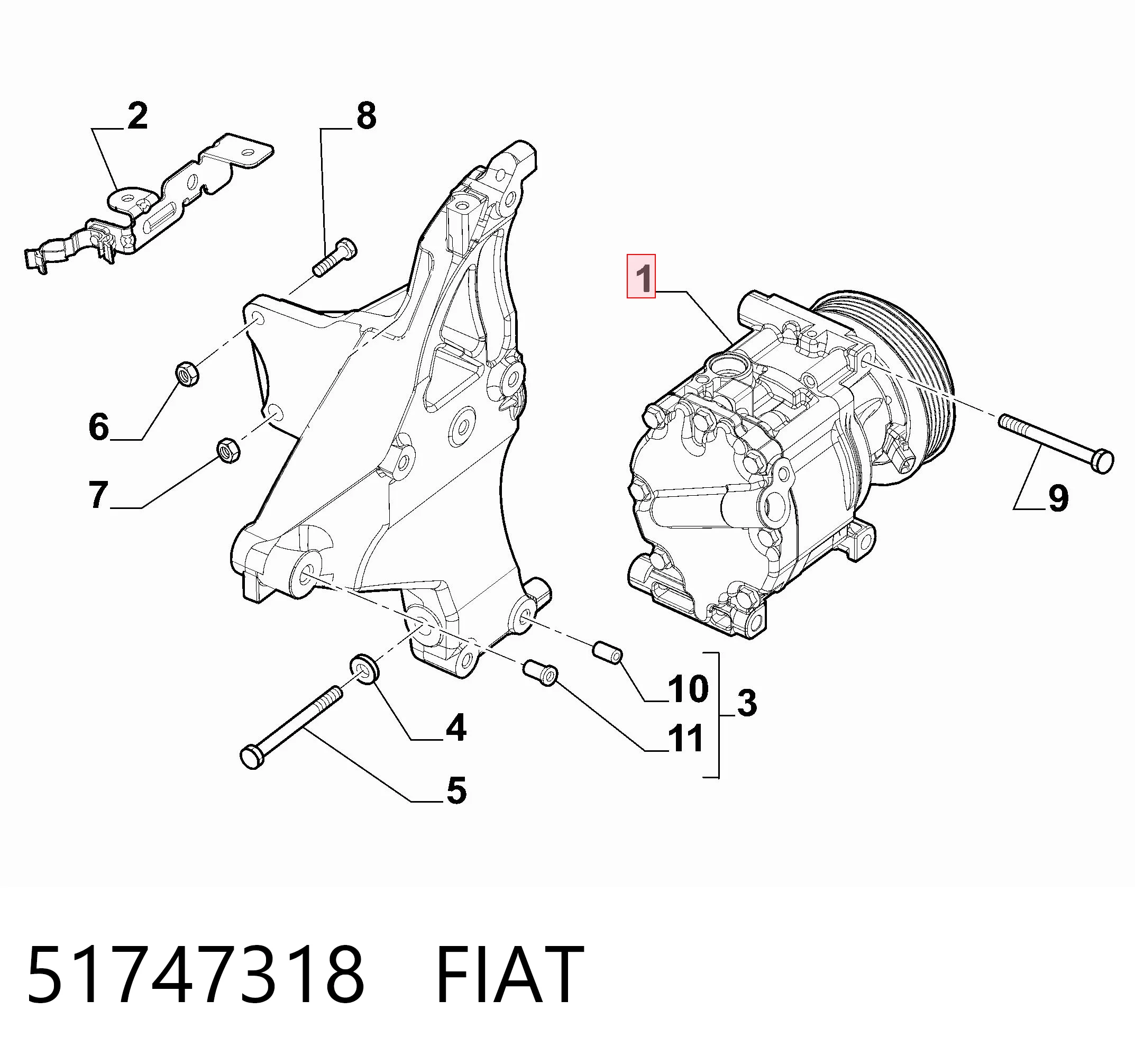 51747318 Fiat/Alfa/Lancia Compresor climatizador