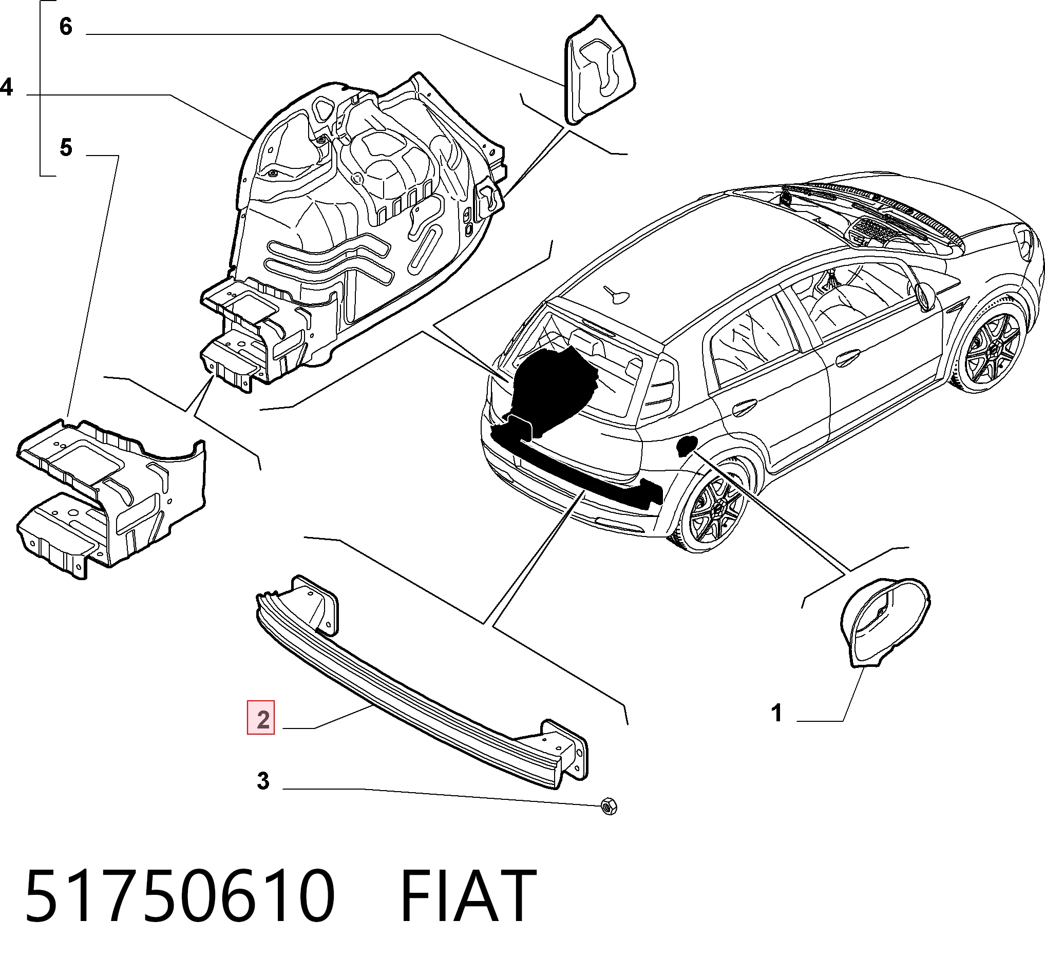 Precio del repuesto Refuerzo parachoque trasero Punto  hatchback