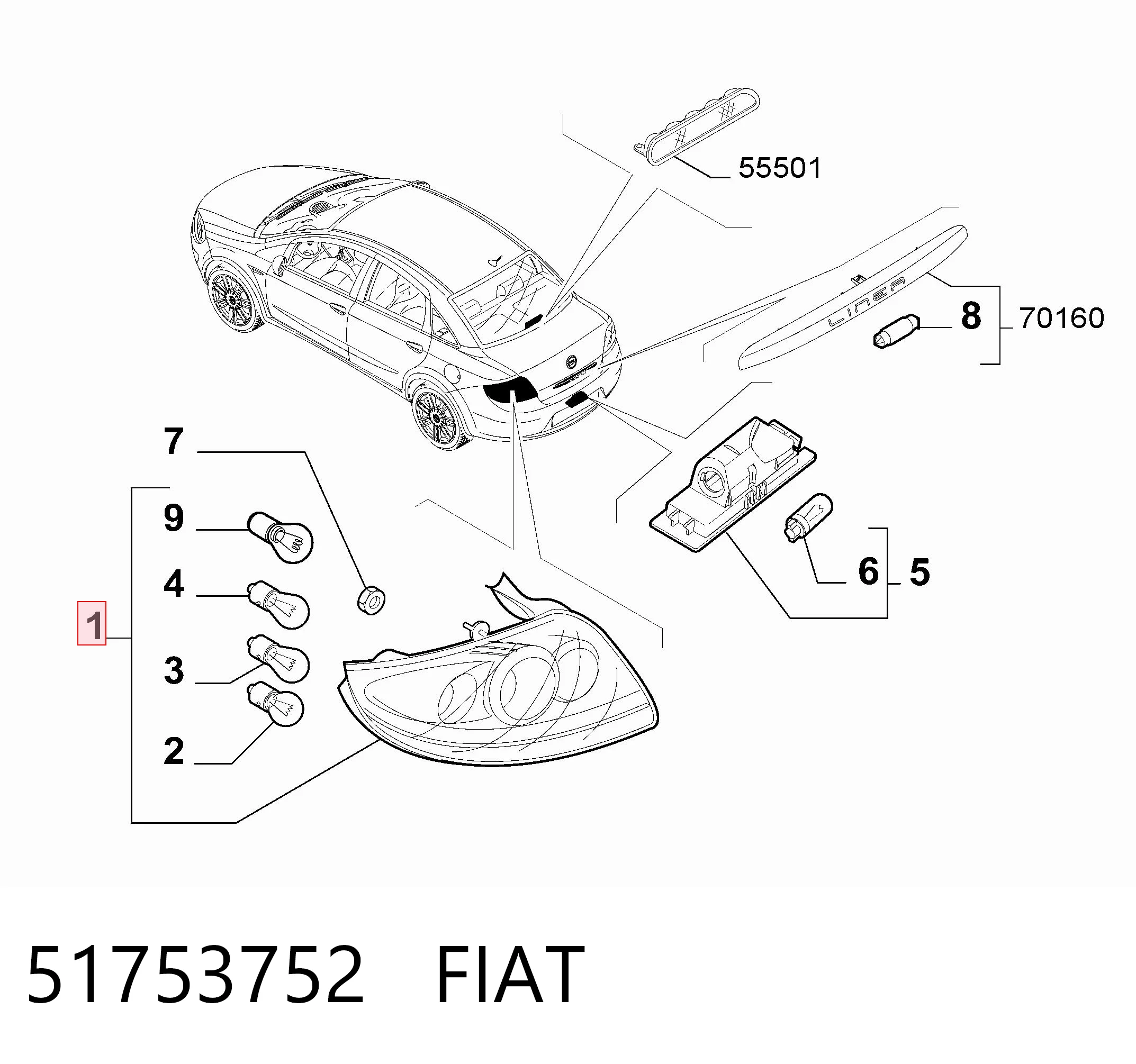 Piloto trasero derecho para Fiat Linea 323