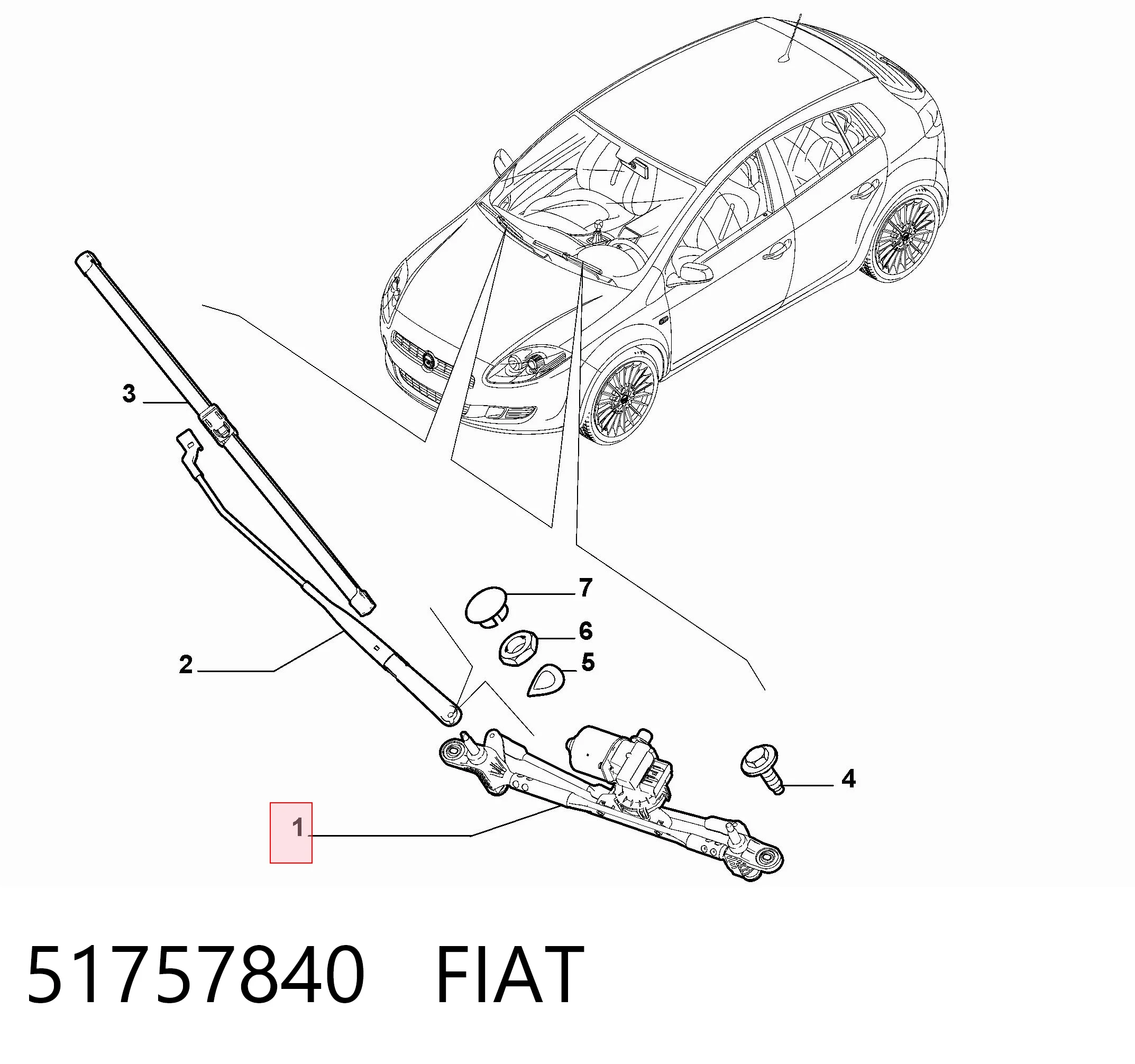 Varillaje de limpiaparabrisas para Fiat Bravo II 198