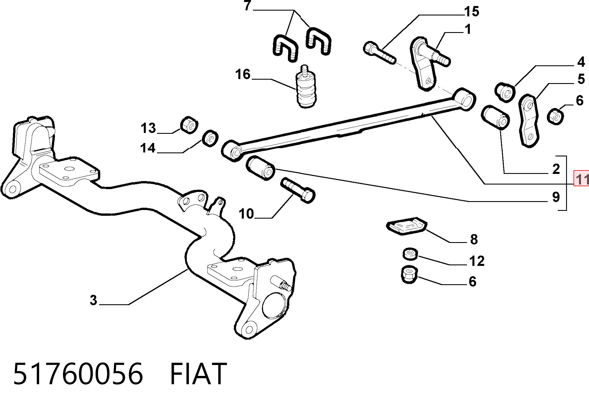 Ballesta, eje trasera  Fiat Doblo I furgoneta (223) (2001 - 2010) precio, desde 106,77 EUR