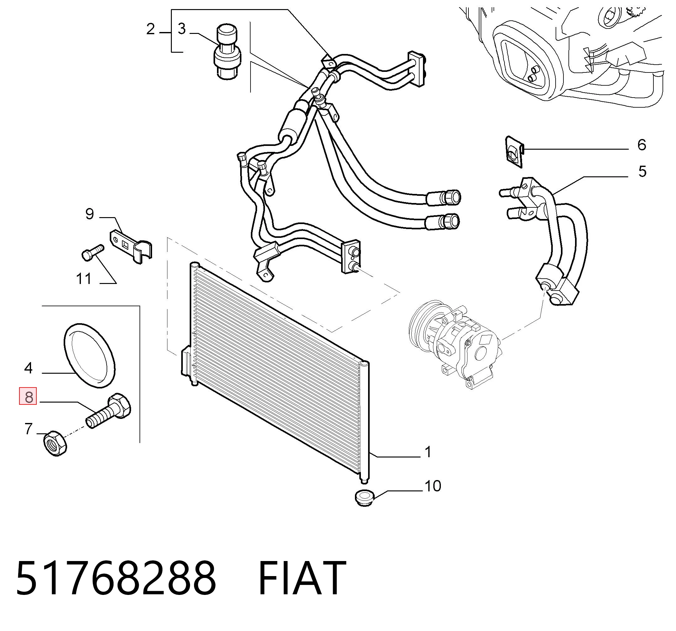 51768288 Fiat/Alfa/Lancia Sensor de baja presion aire acondicionado