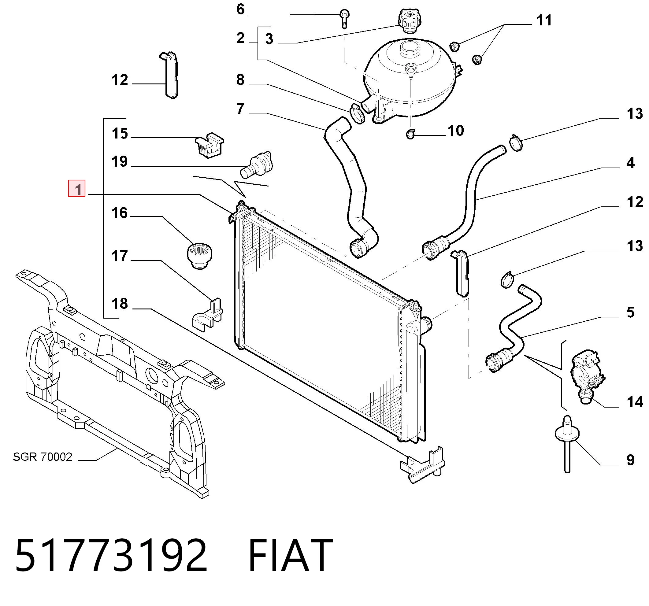 Radiador para Fiat Panda 169A