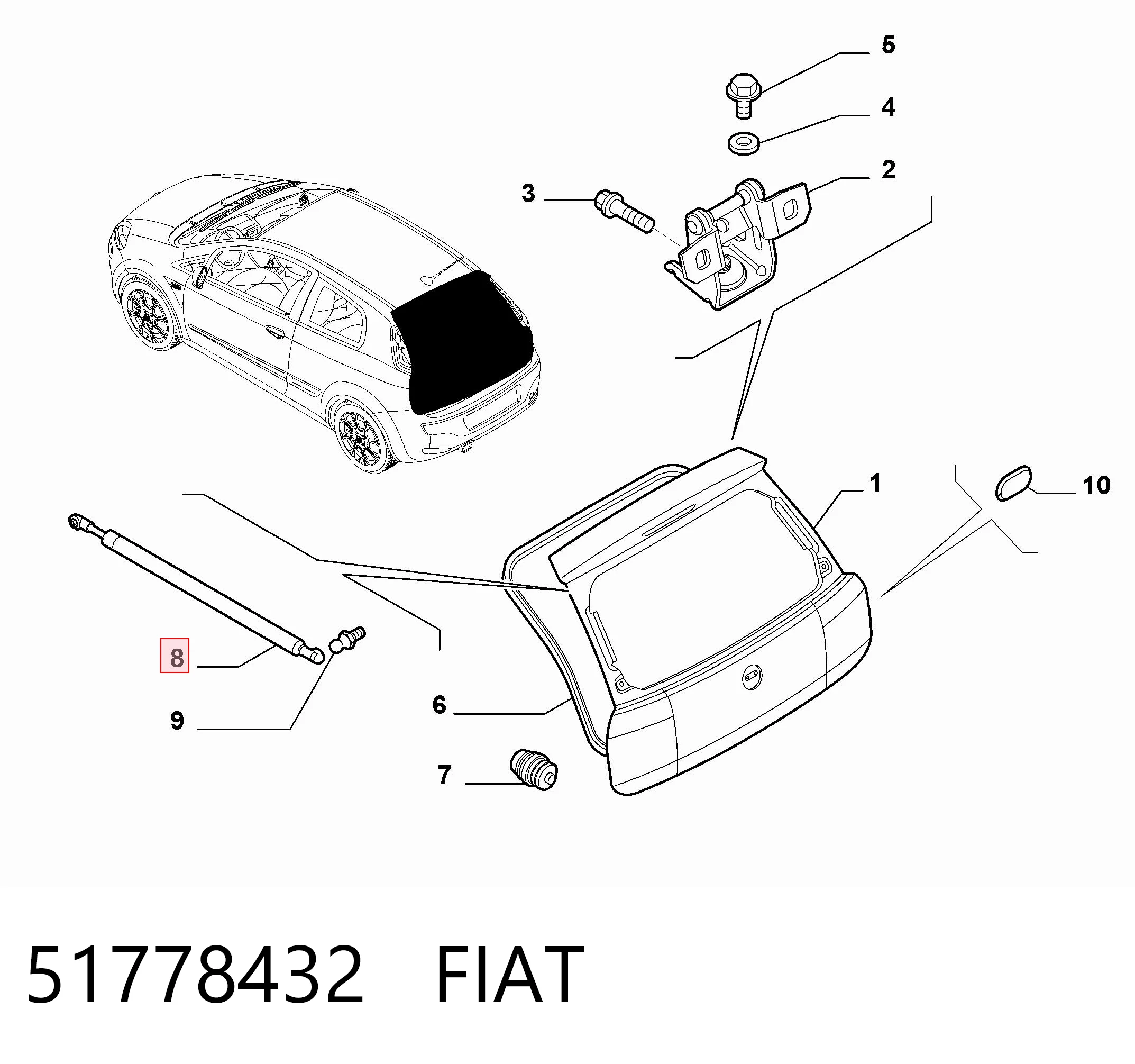 51778432 Fiat/Alfa/Lancia Amortiguador de porton