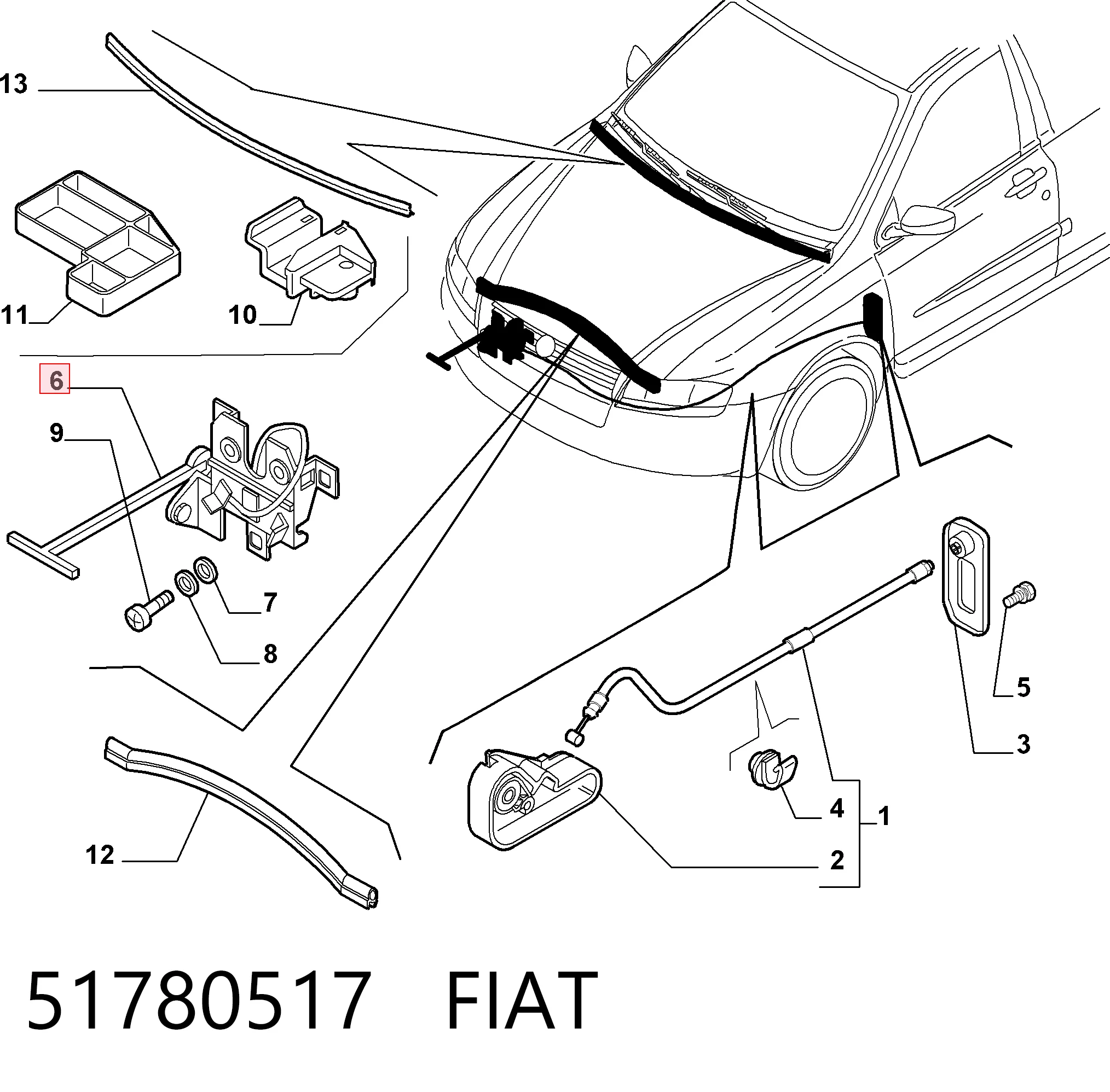 Precio del repuesto Cerradura del capó de motor Stilo  hatchback