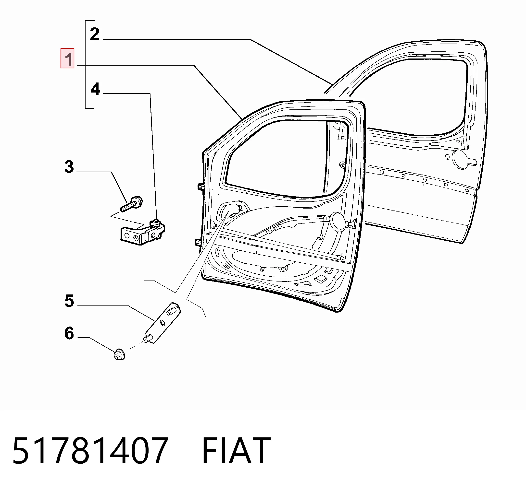 Puerta delantera izquierda para Fiat Doblo 223