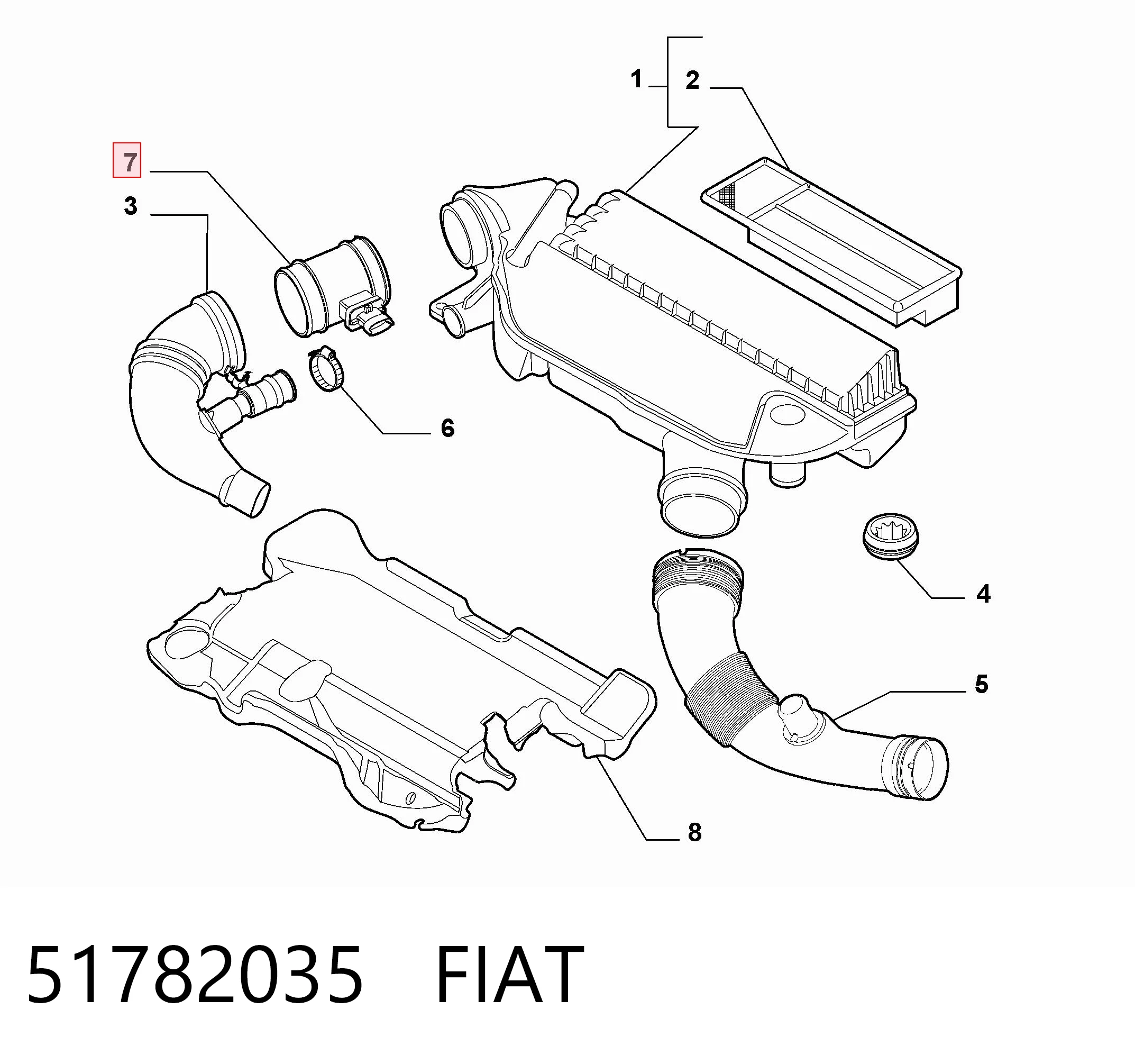 51782035 Fiat/Alfa/Lancia Sensor de flujo de aire