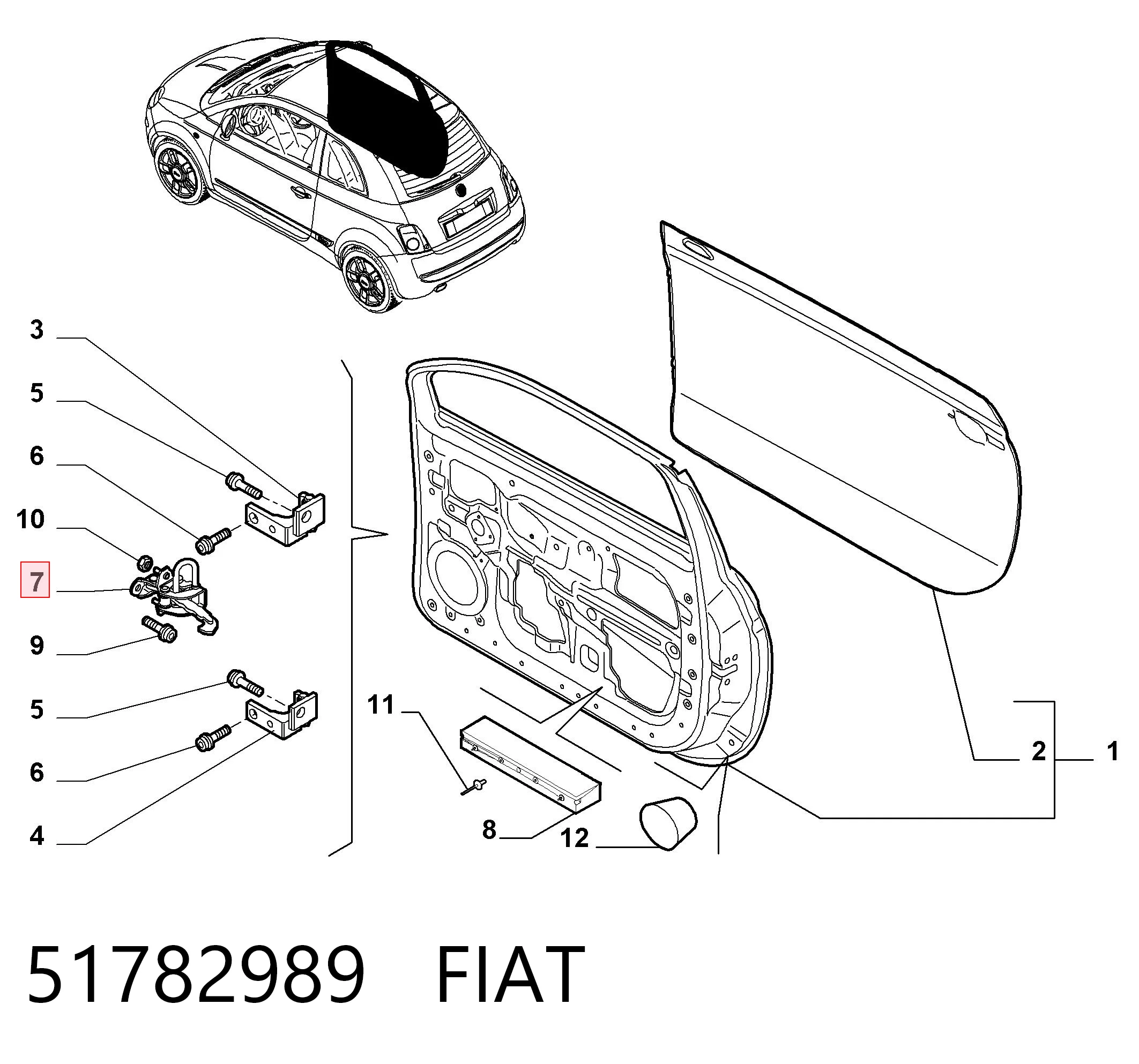 51782989 Fiat/Alfa/Lancia Limitador de apertura de puerta delantera