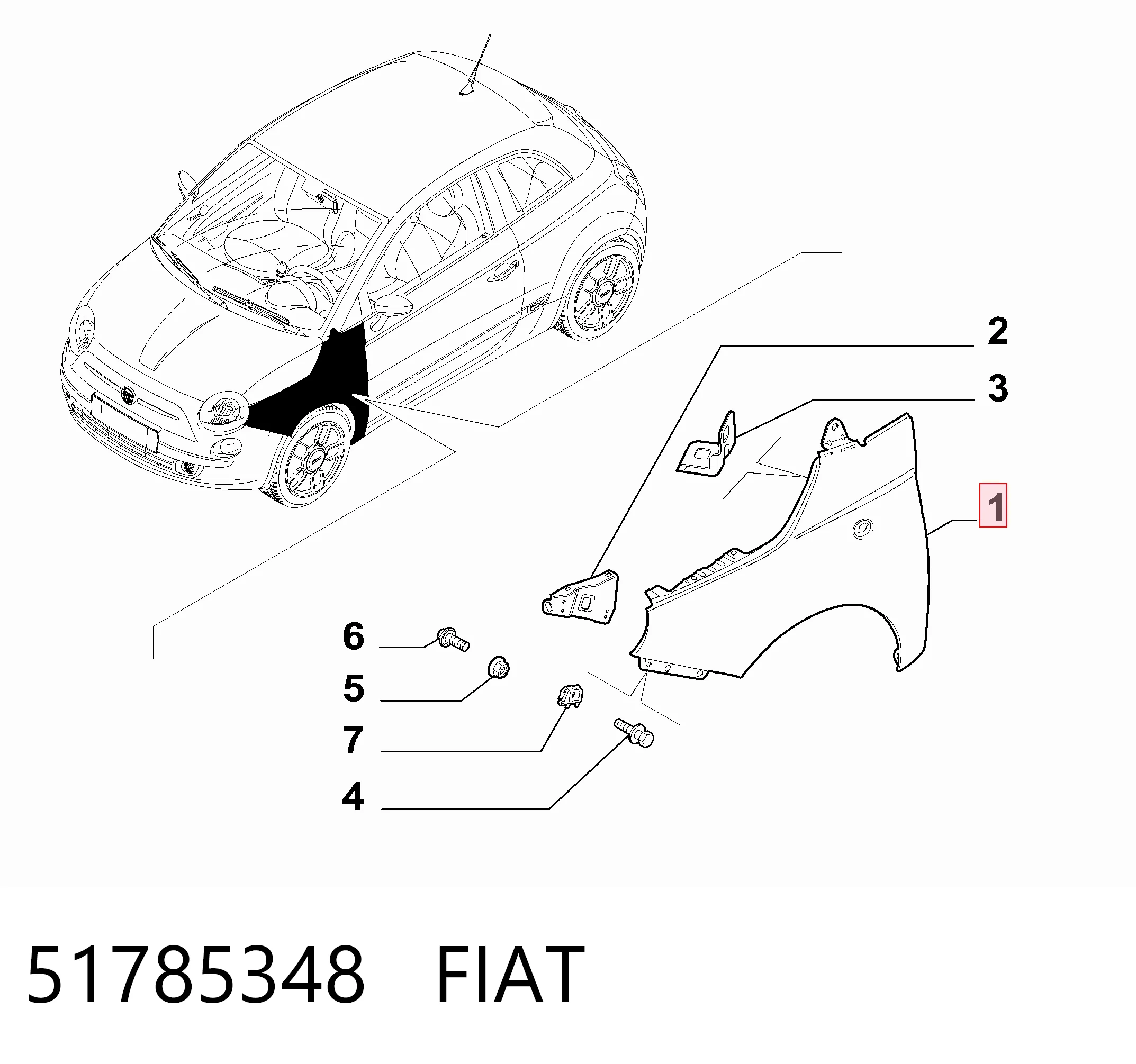 Comprar Aleta delantera izquierda Fiat 500  312