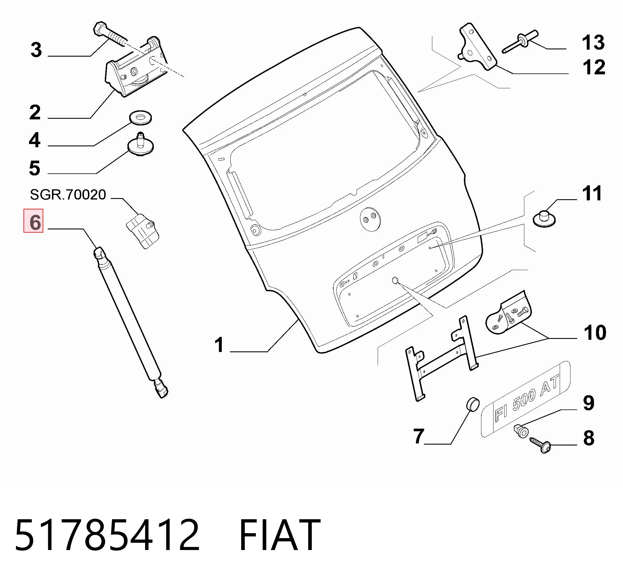 51785412 Fiat/Alfa/Lancia Amortiguador de porton
