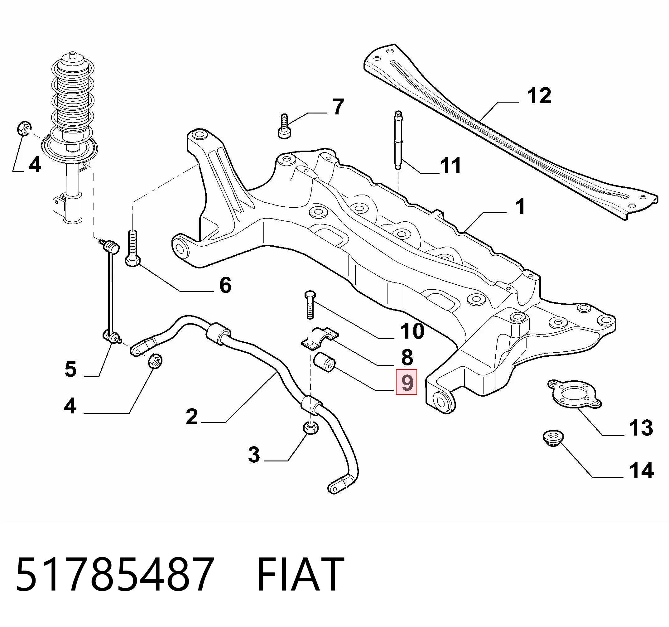 Buje de barra estabilizadora delantera 51785487 FIAT