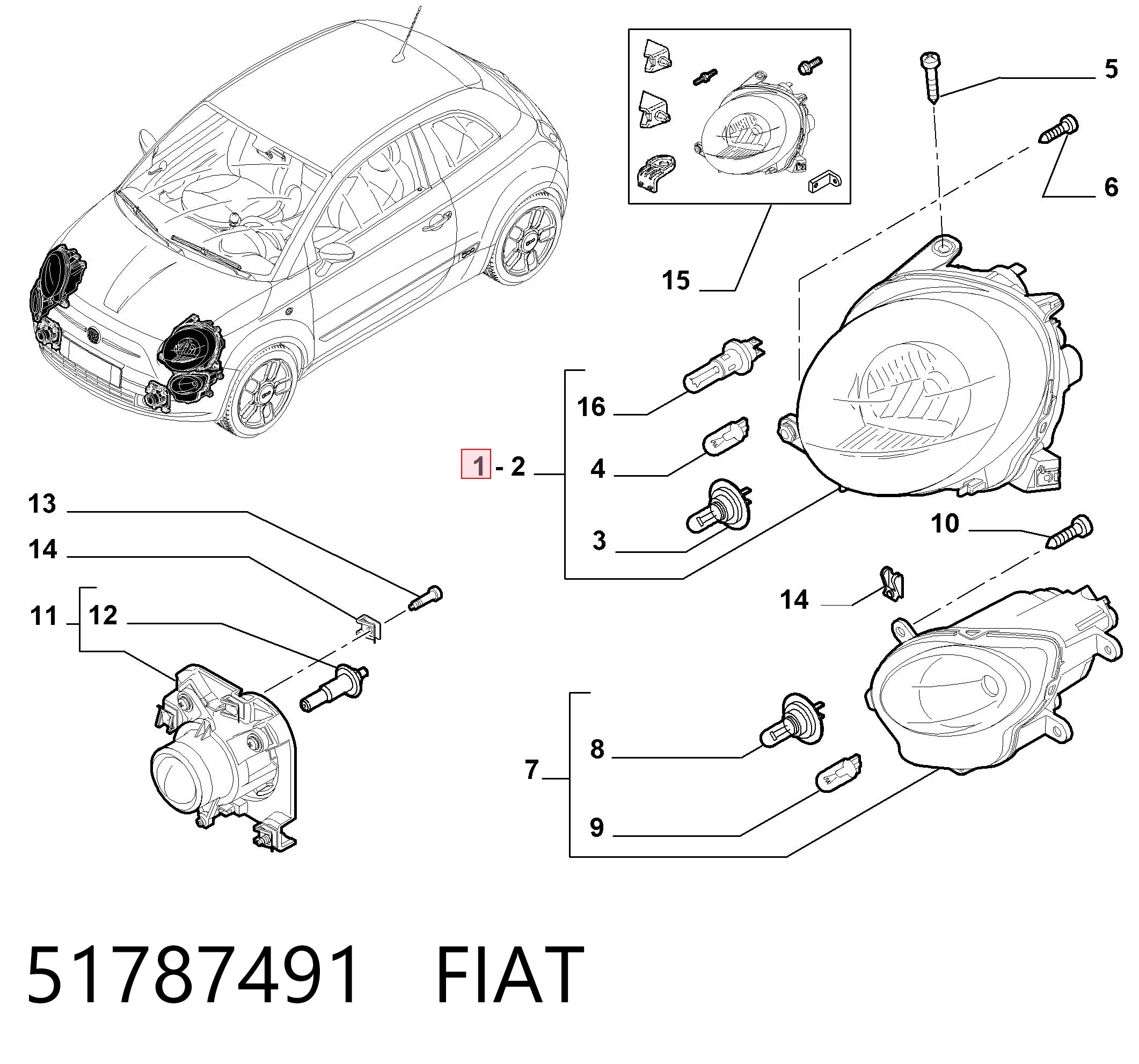 51787491 Fiat/Alfa/Lancia Luz derecha