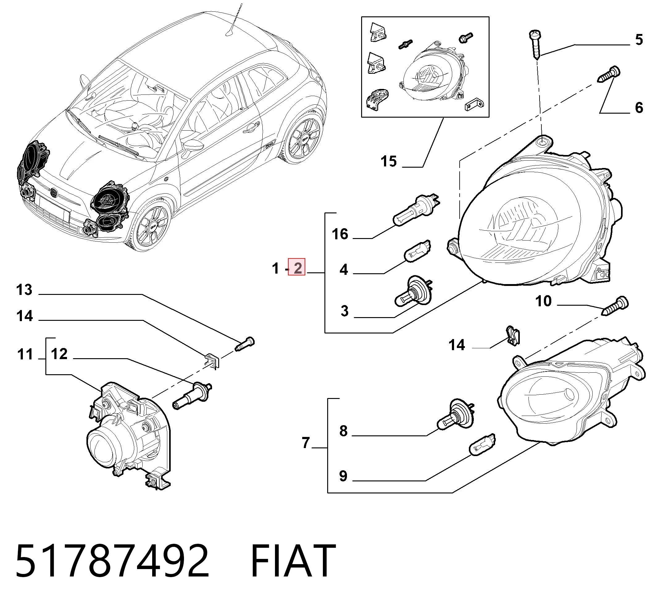  Faro izquierdo Fiat 500 