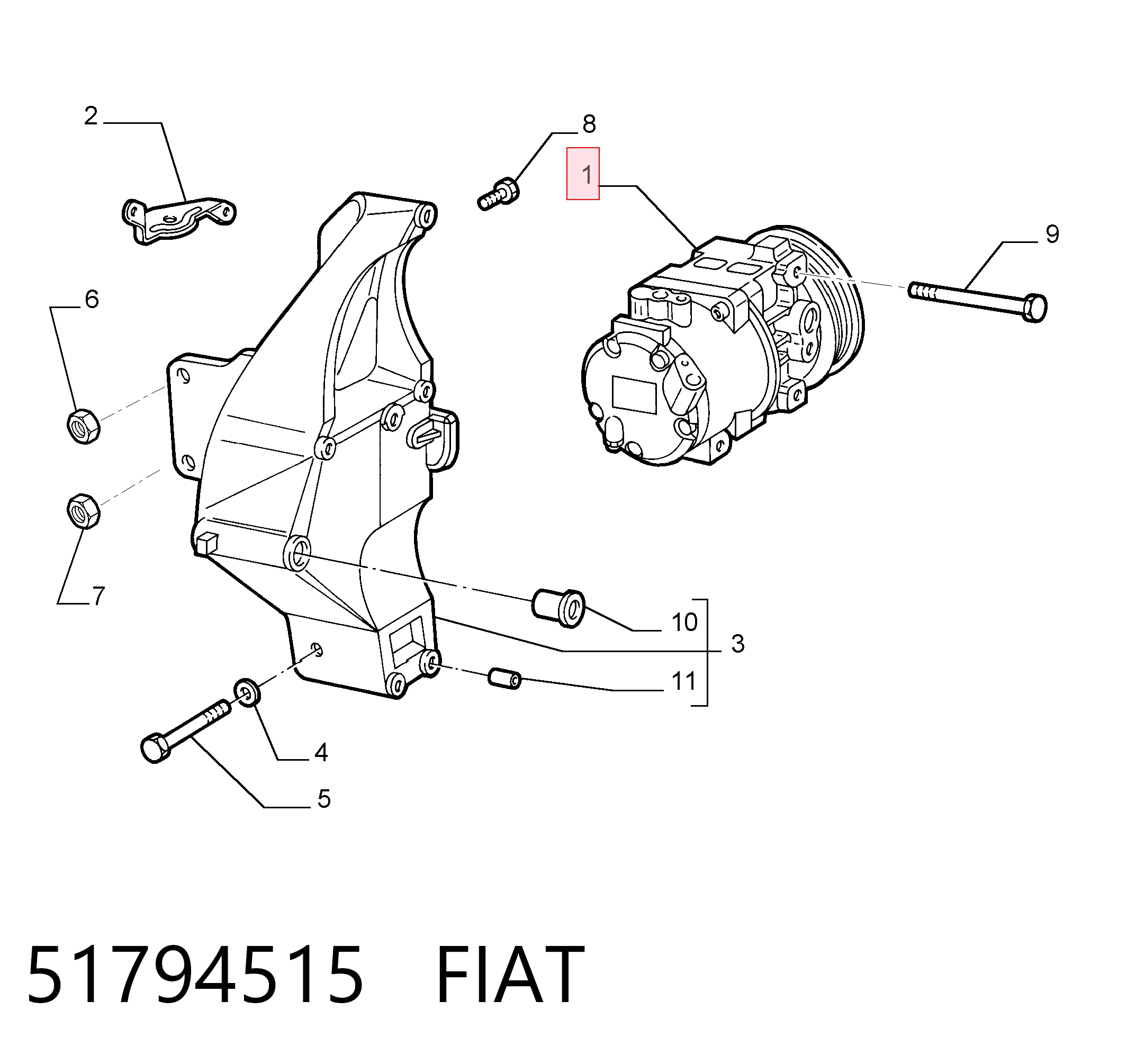 51794515 Fiat/Alfa/Lancia Compresor climatizador