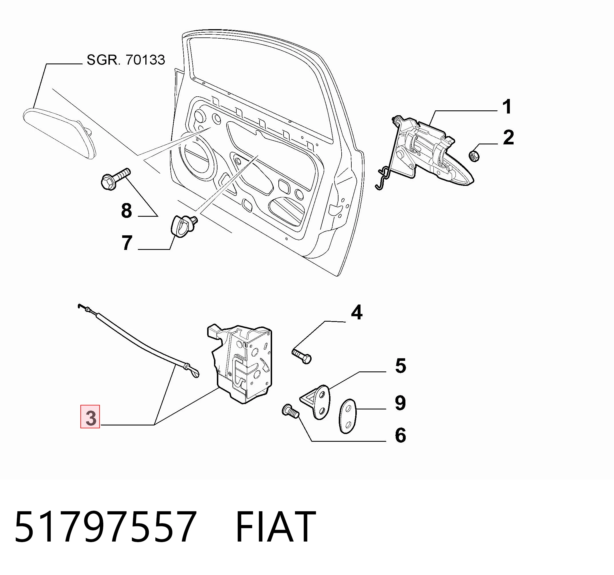 51797557 Fiat/Alfa/Lancia Cerradura de puerta