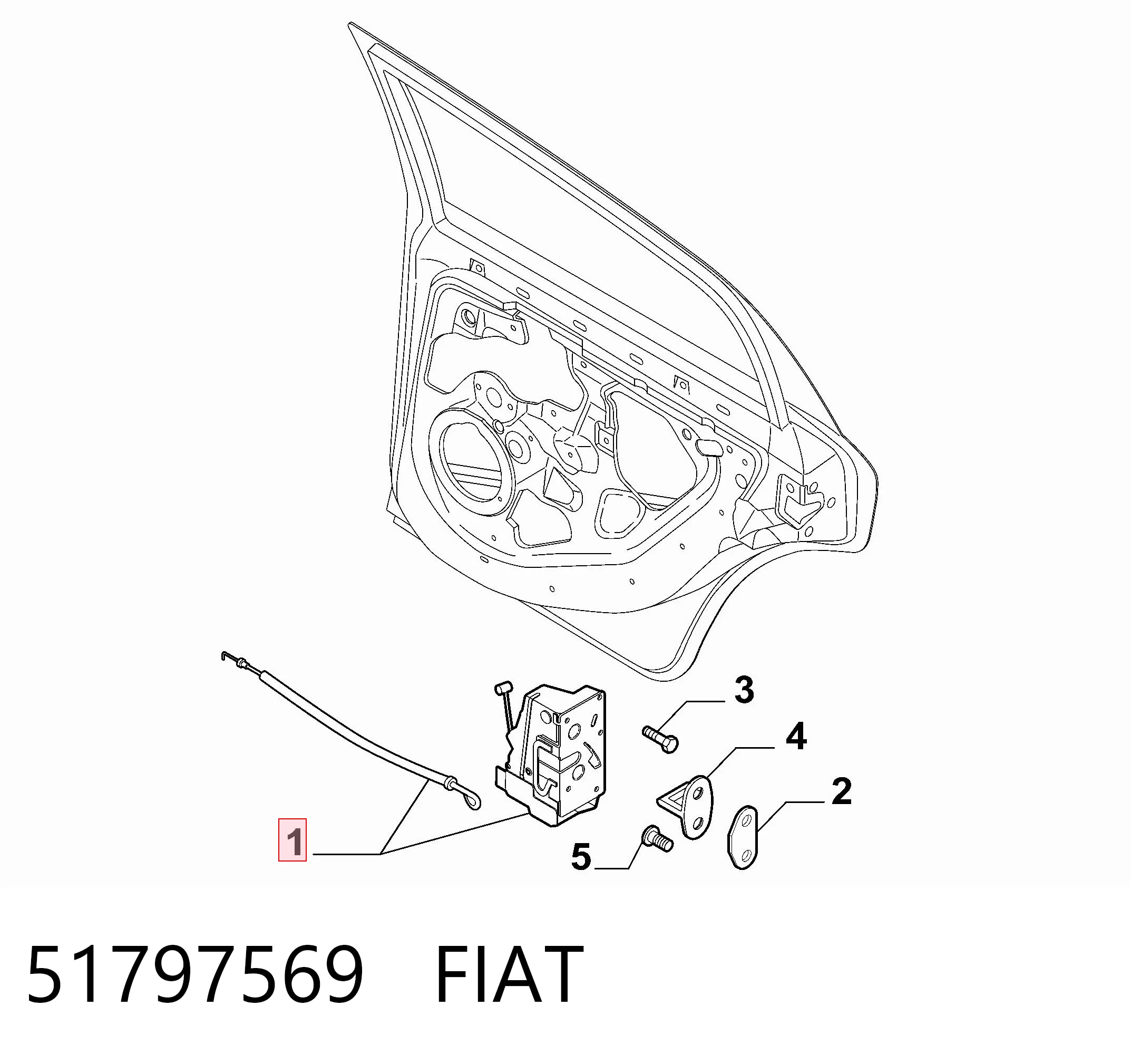 51797569 Fiat/Alfa/Lancia Cerradura de puerta trasera izquierda