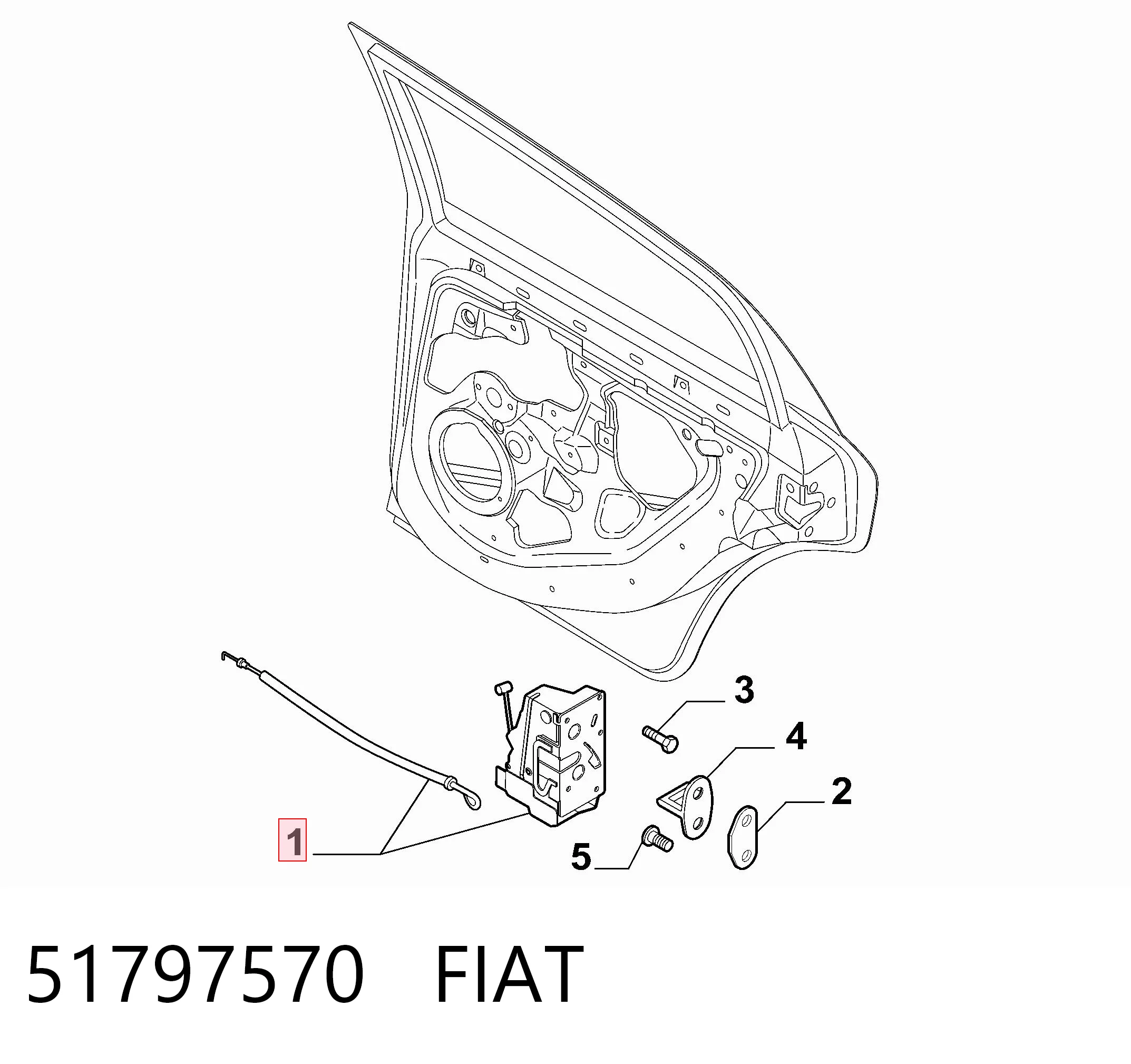 51797570 Fiat/Alfa/Lancia Cerradura de la puerta trasera derecha
