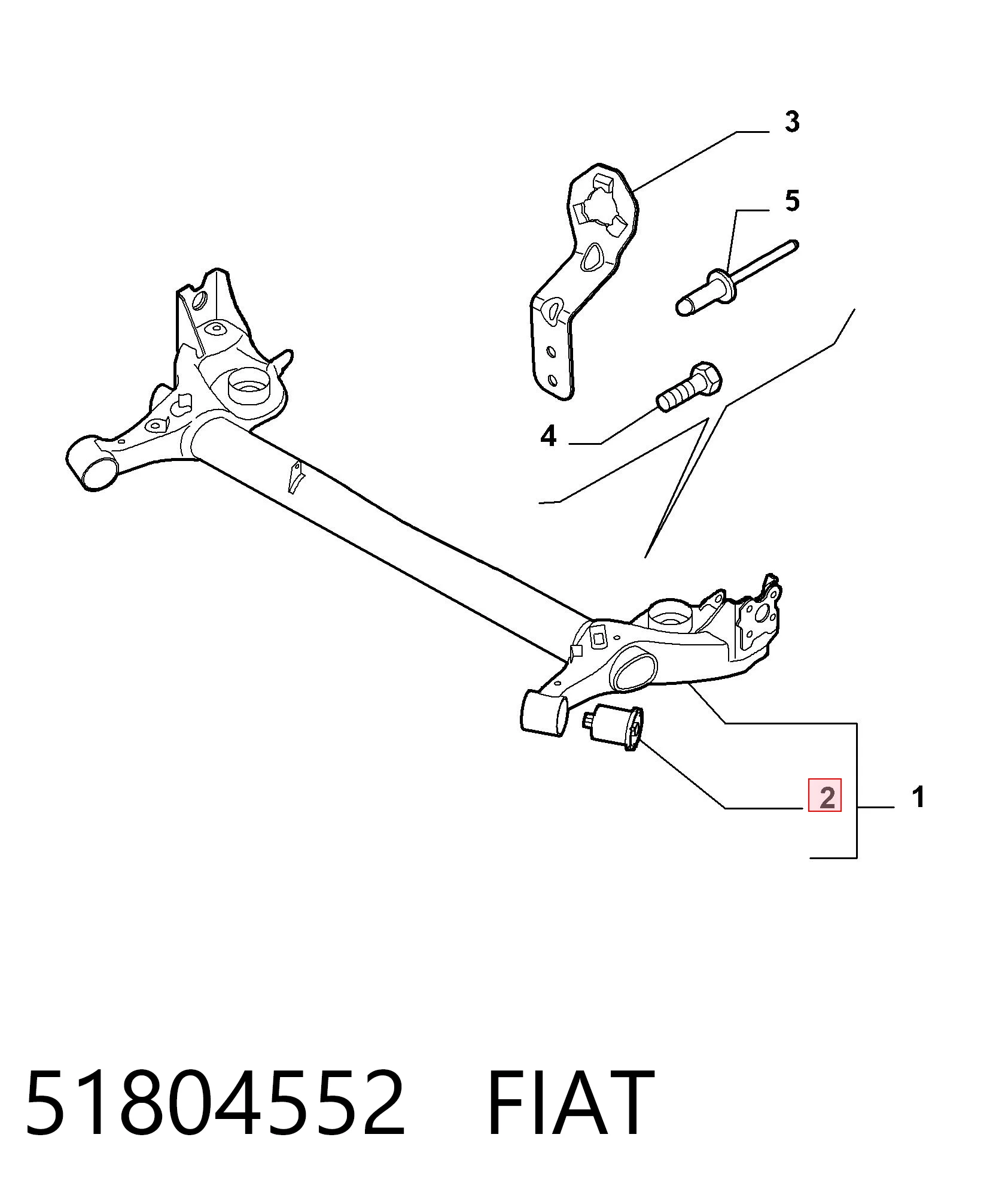 Silentblock del puente trasero Alfa Romeo Mito  (2008-2018)