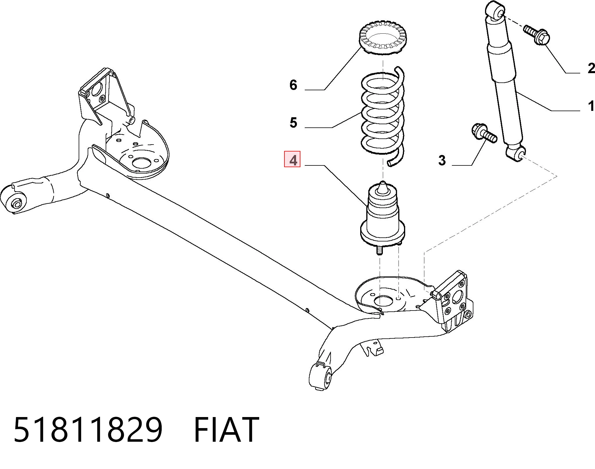51811829 Fiat/Alfa/Lancia Tope de amortiguador trasero