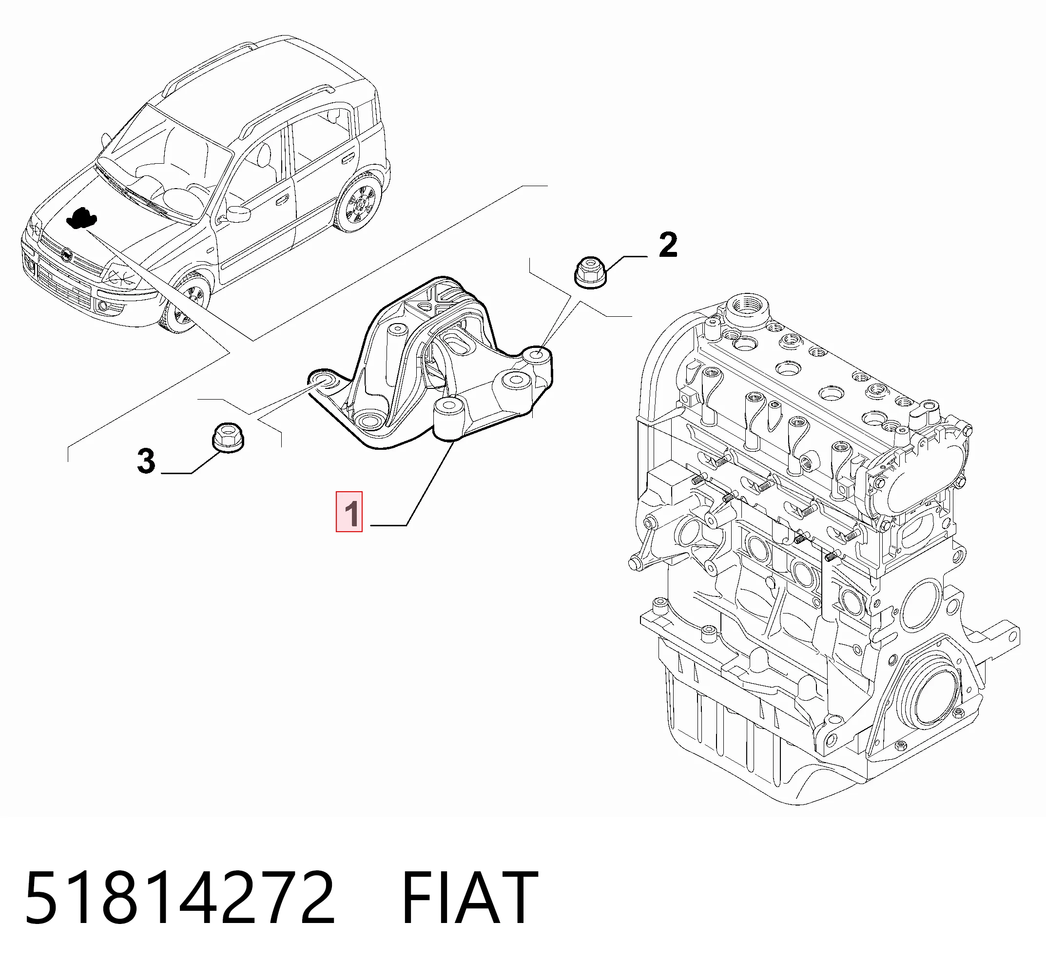 Comprar Taco de motor delantero Panda II 169A
