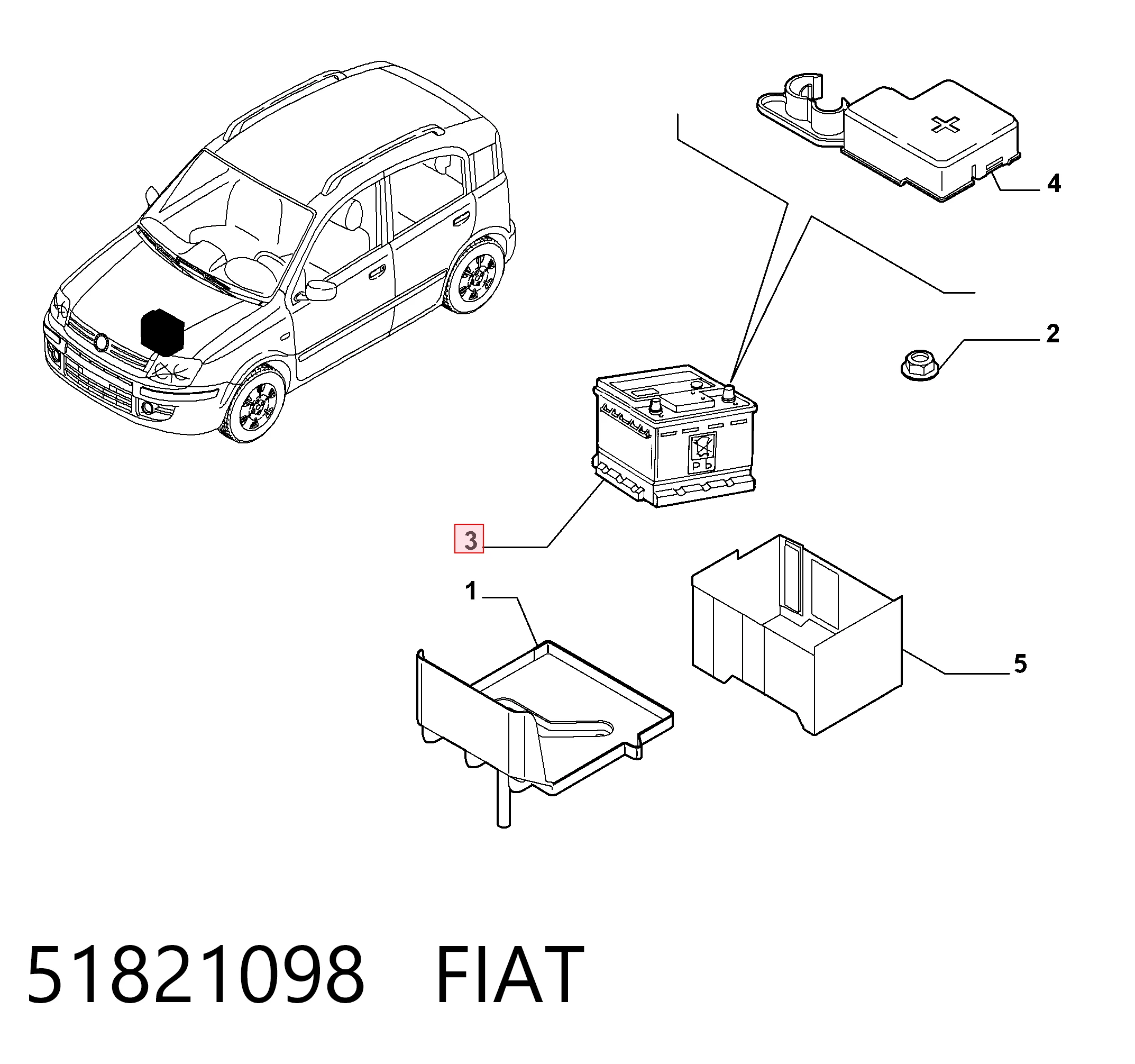 Batería de arranque 51821098 FIAT