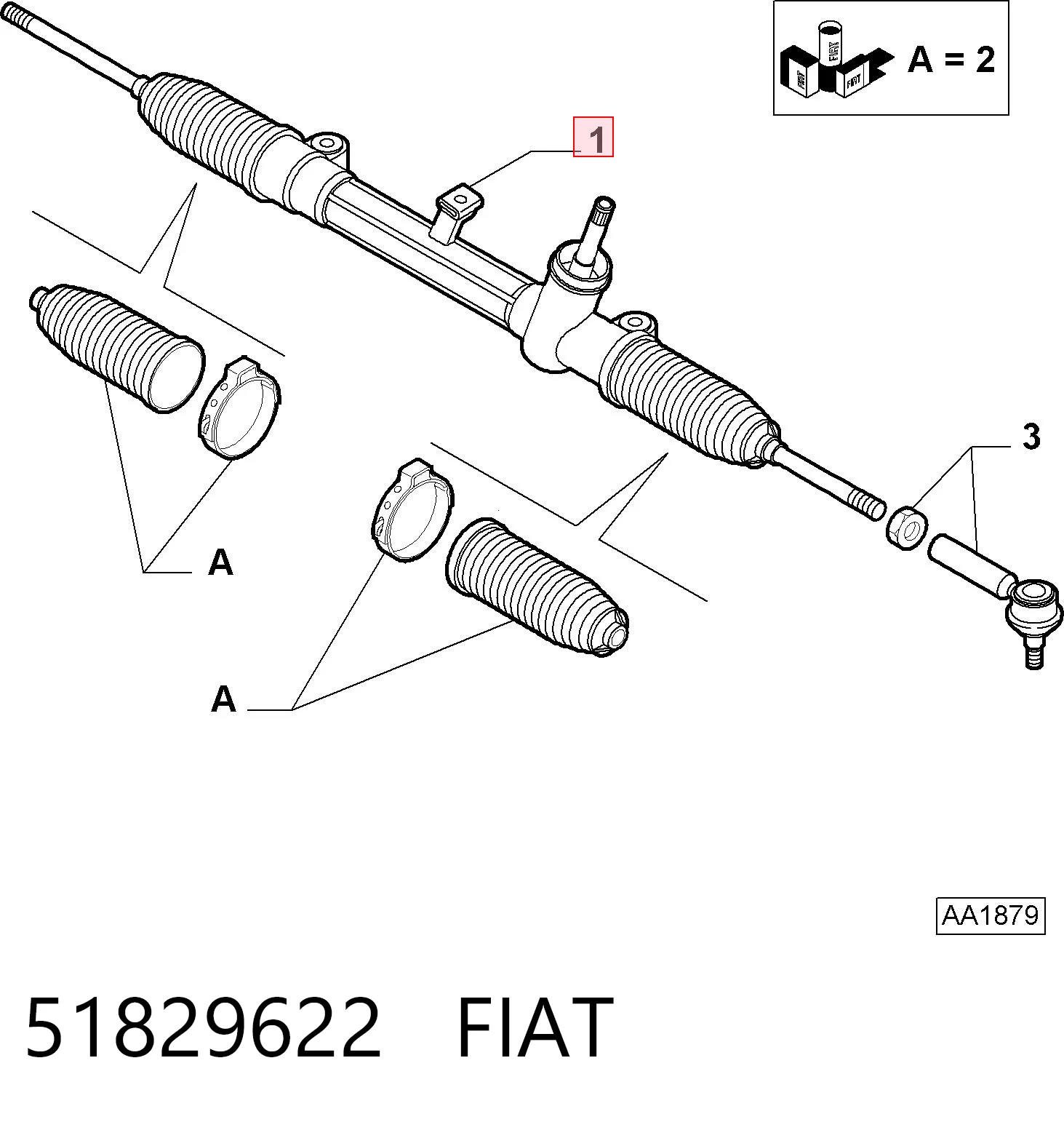 Cremallera caja de direccion para Fiat Punto GRAND 199