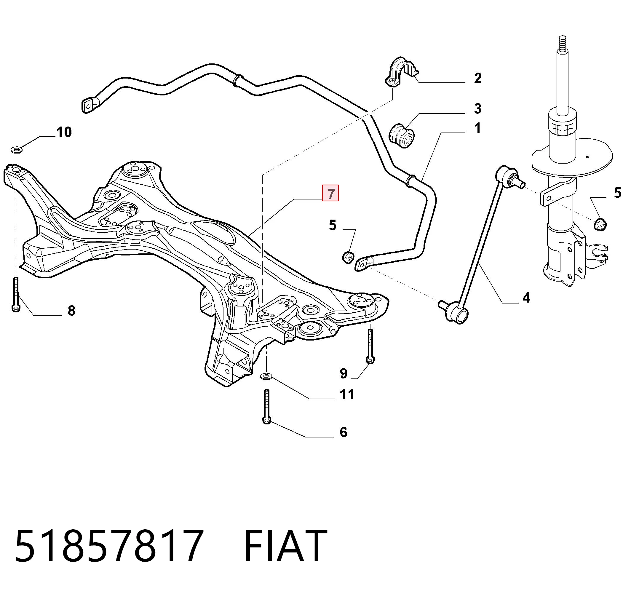 Comprar Subchasis delantero soporte motor Fiat Panda II 169A a bajo precio