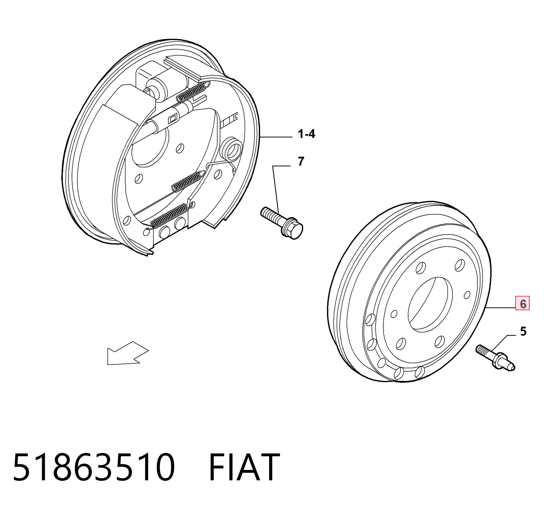 Tambor de freno trasero Fiat Punto I (176)
