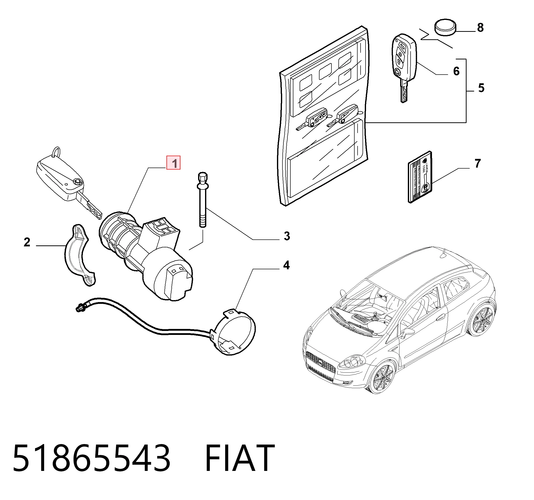 Cerradura de encendido 51865543 FIAT