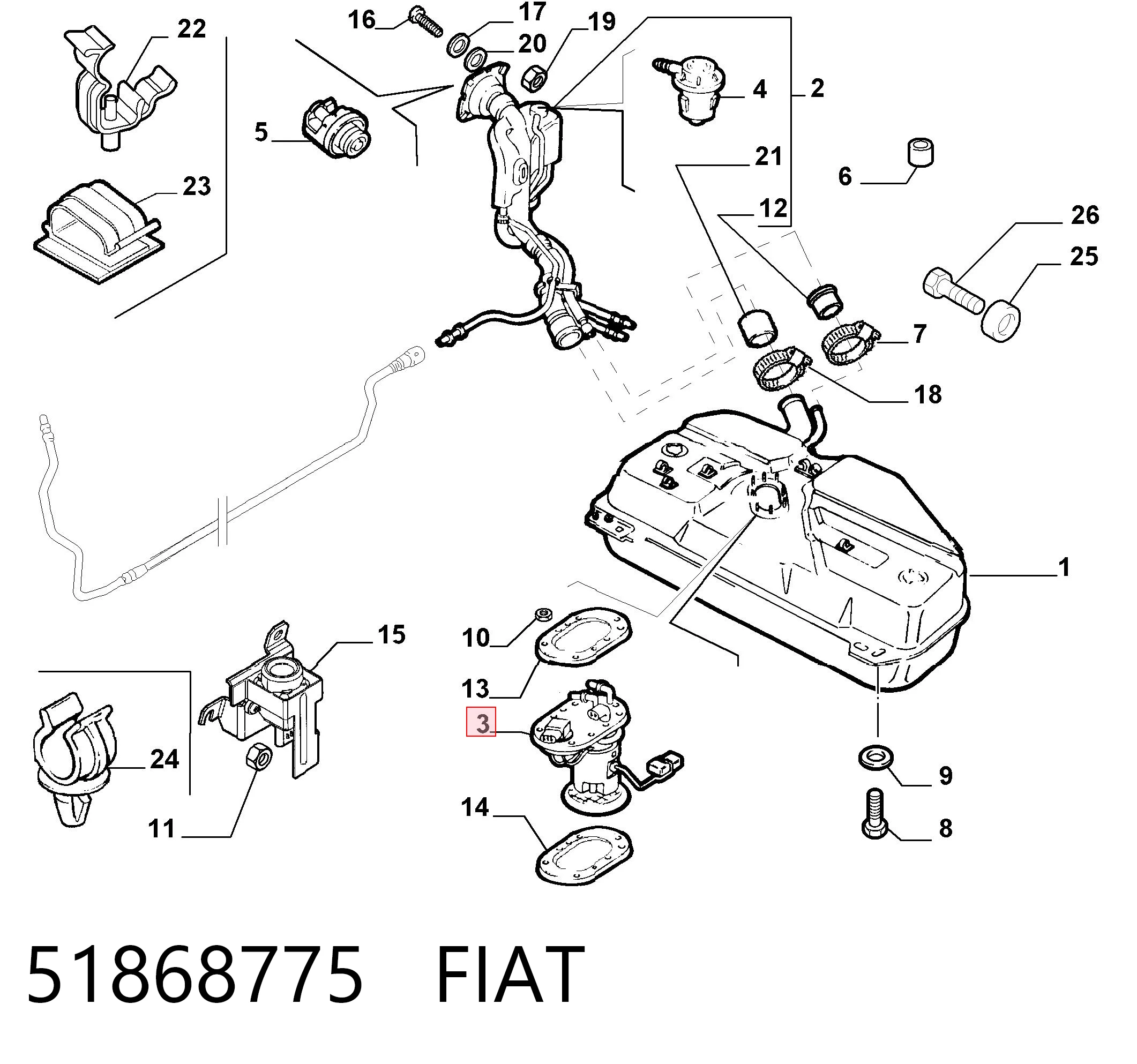 51868775 Fiat/Alfa/Lancia Módulo de alimentación de combustible