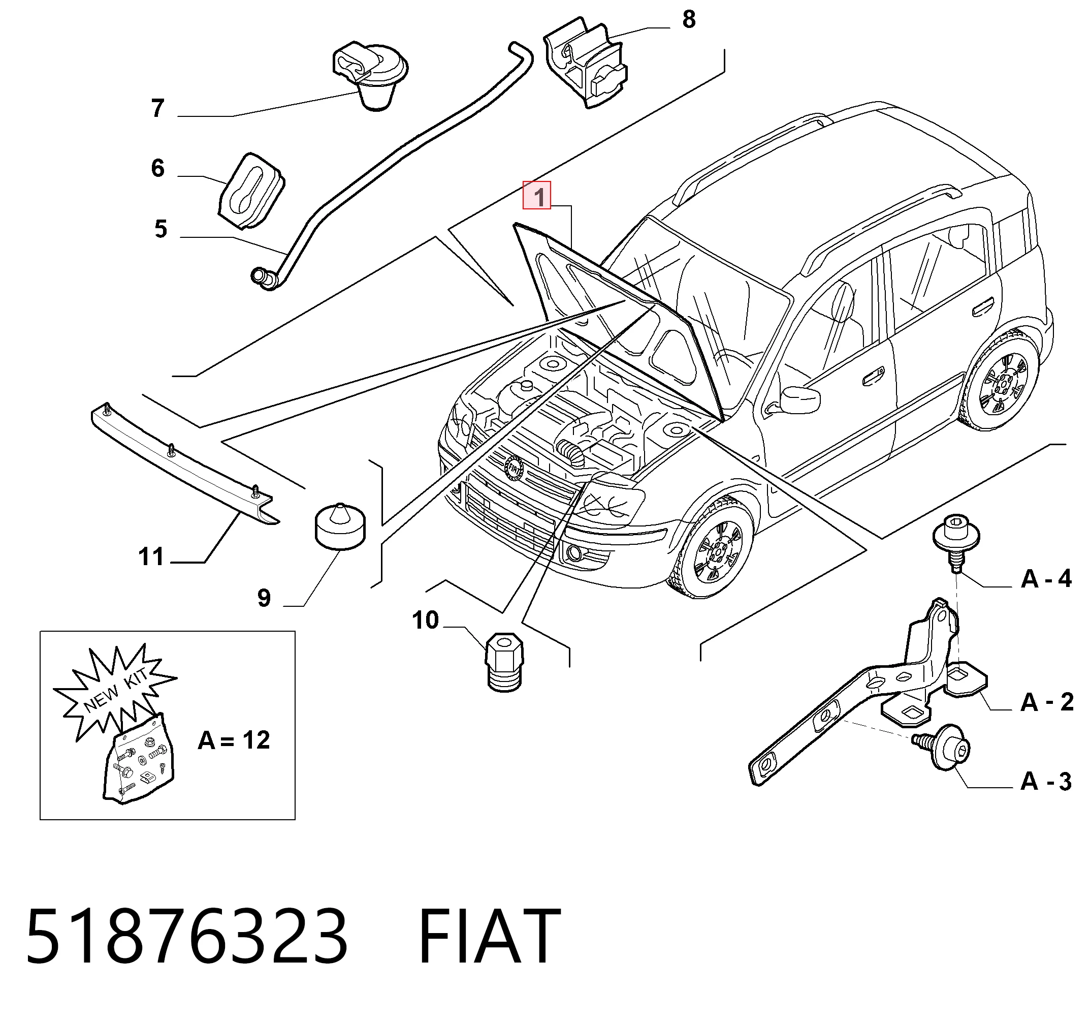 Capó del motor Fiat Panda II hatchback (169A) (2003 - 2013) precio, desde 190,64 EUR