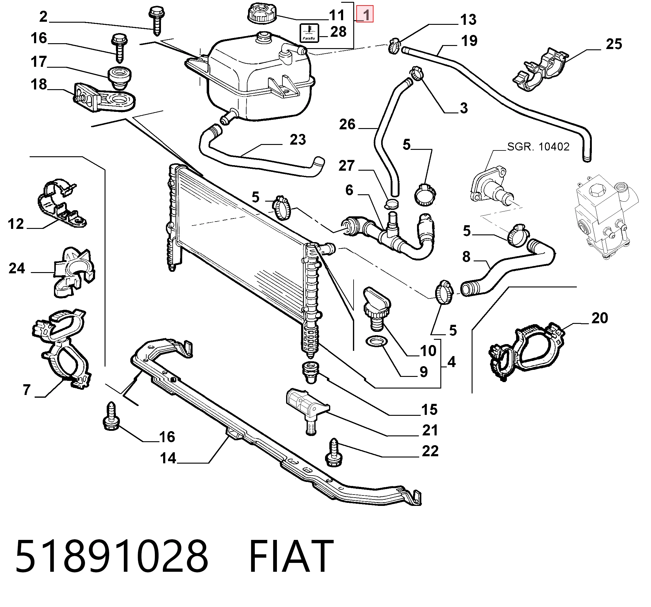 51891028 Fiat/Alfa/Lancia Depósito de expansión