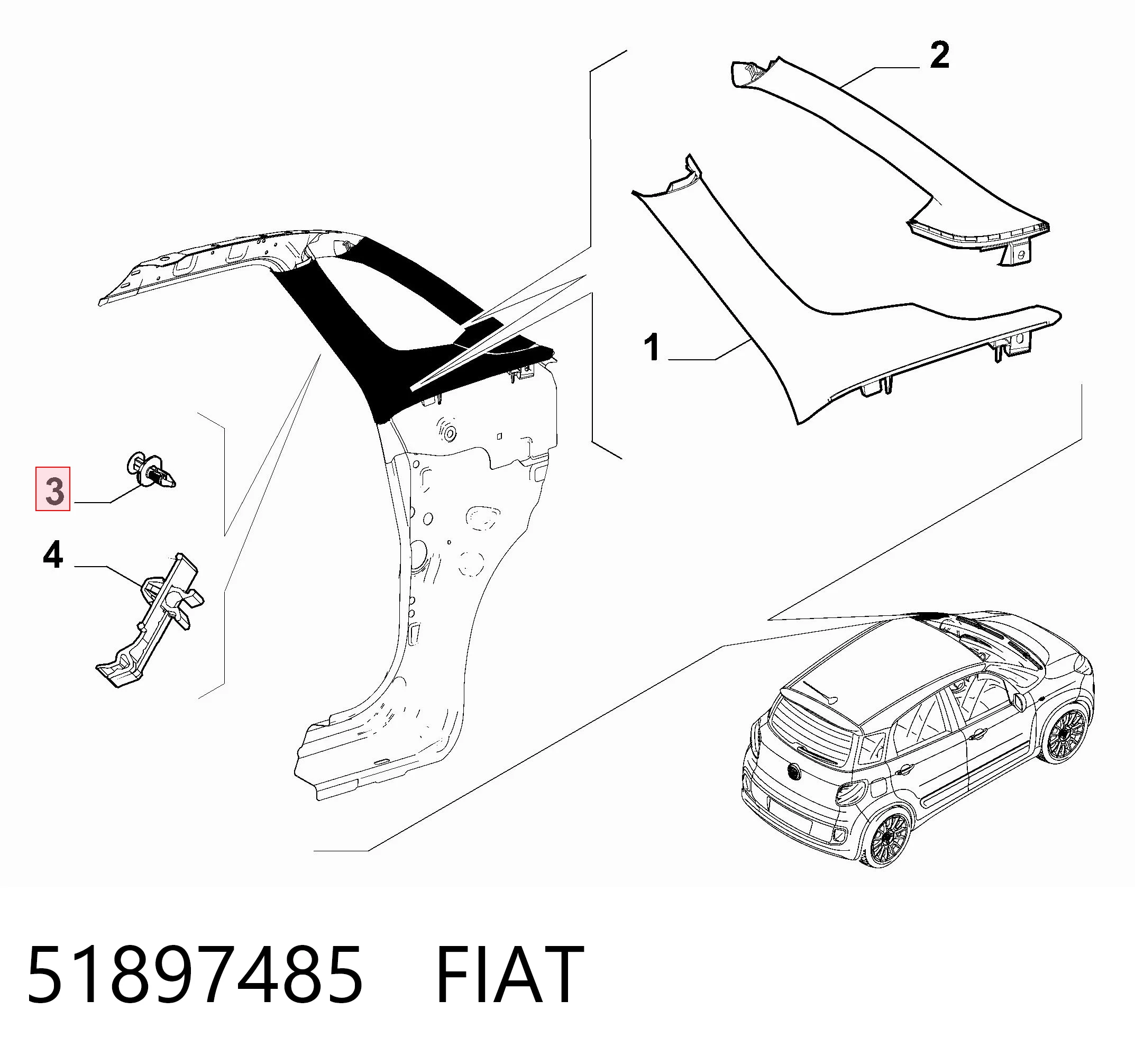 51897485 Fiat/Alfa/Lancia Clips de fijación para panel de puerta