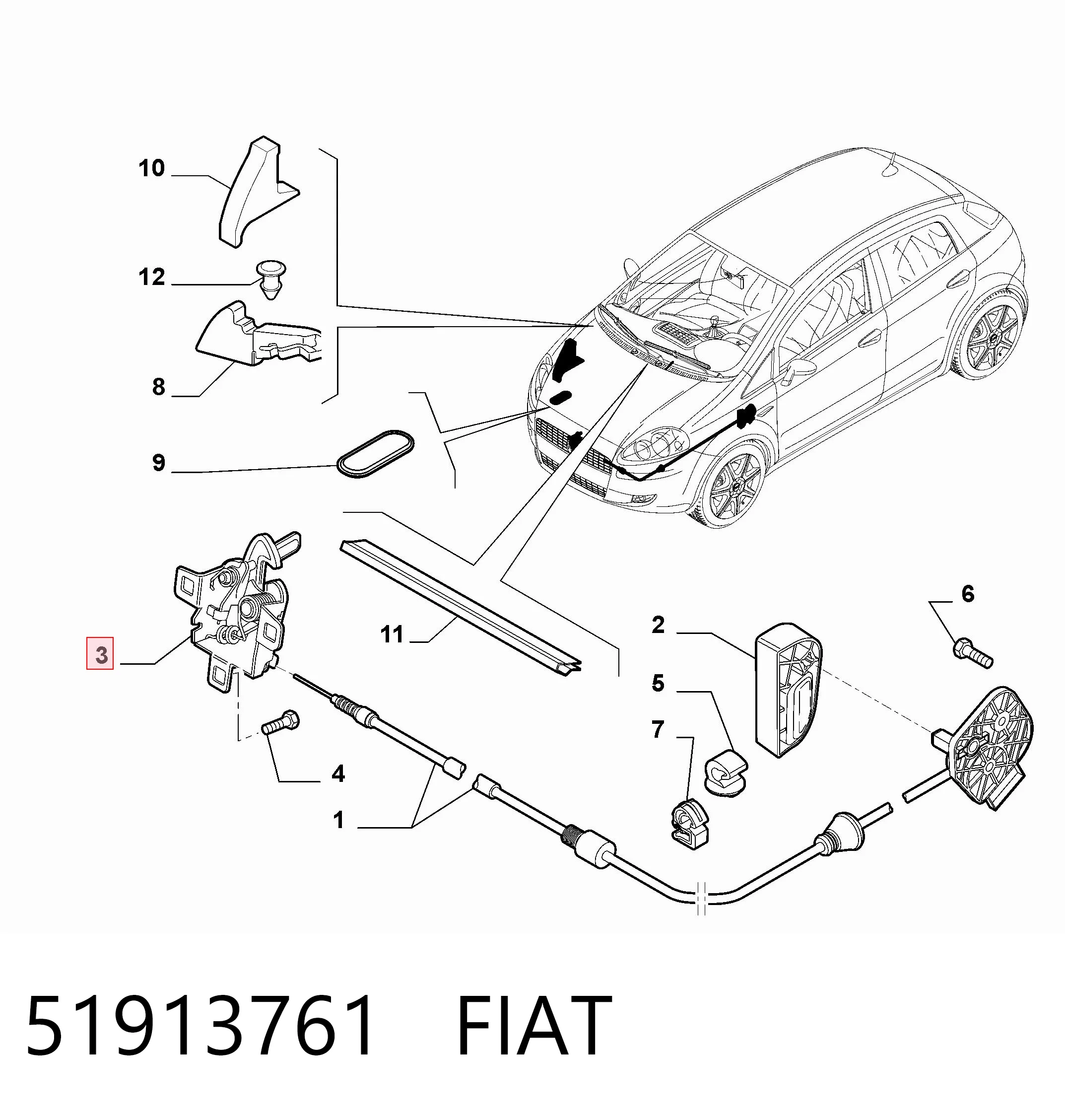 Comprar Cerradura del capó Fiat Punto  199 a bajo precio