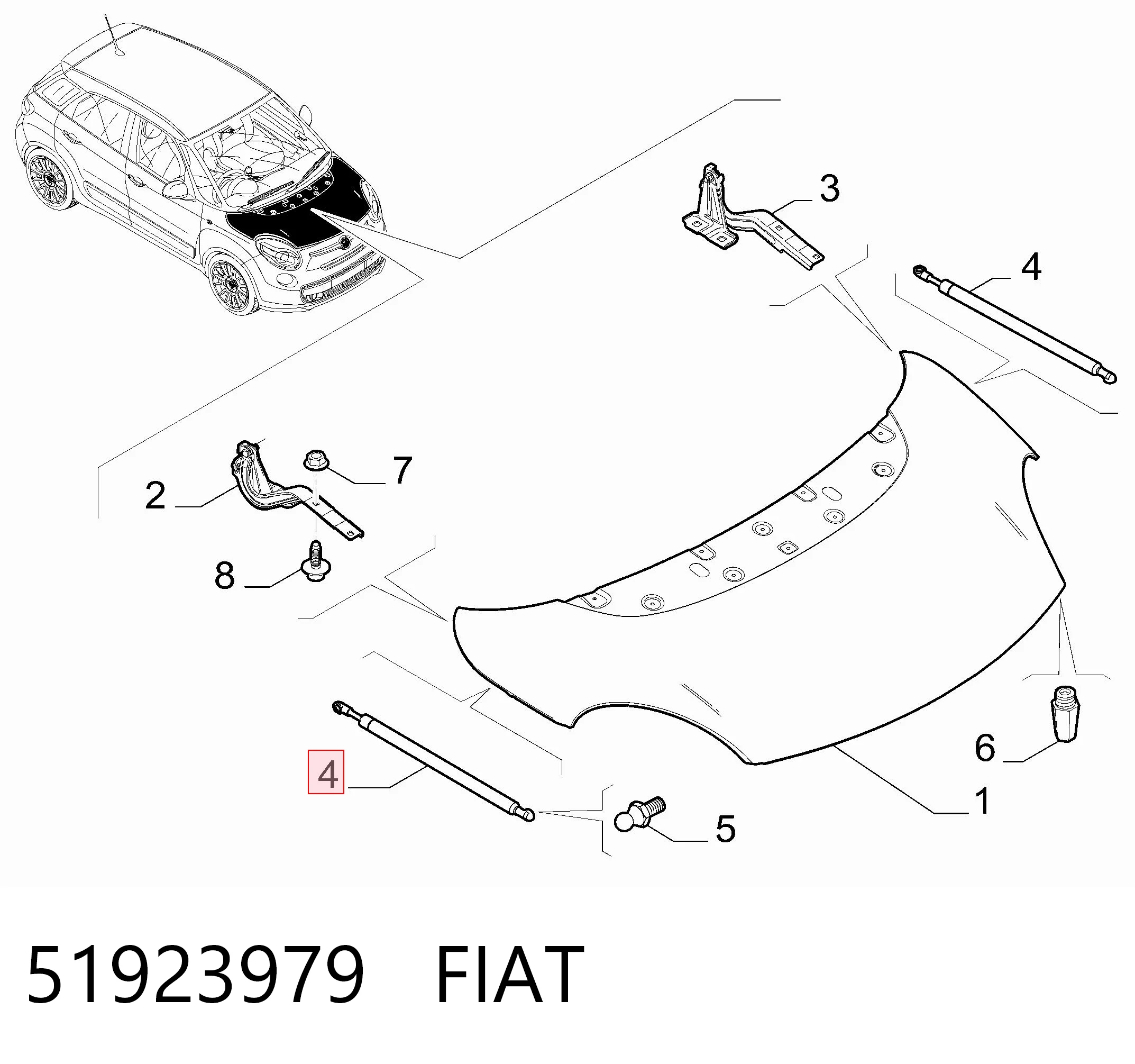 51923979 Fiat/Alfa/Lancia Muelle de capó 