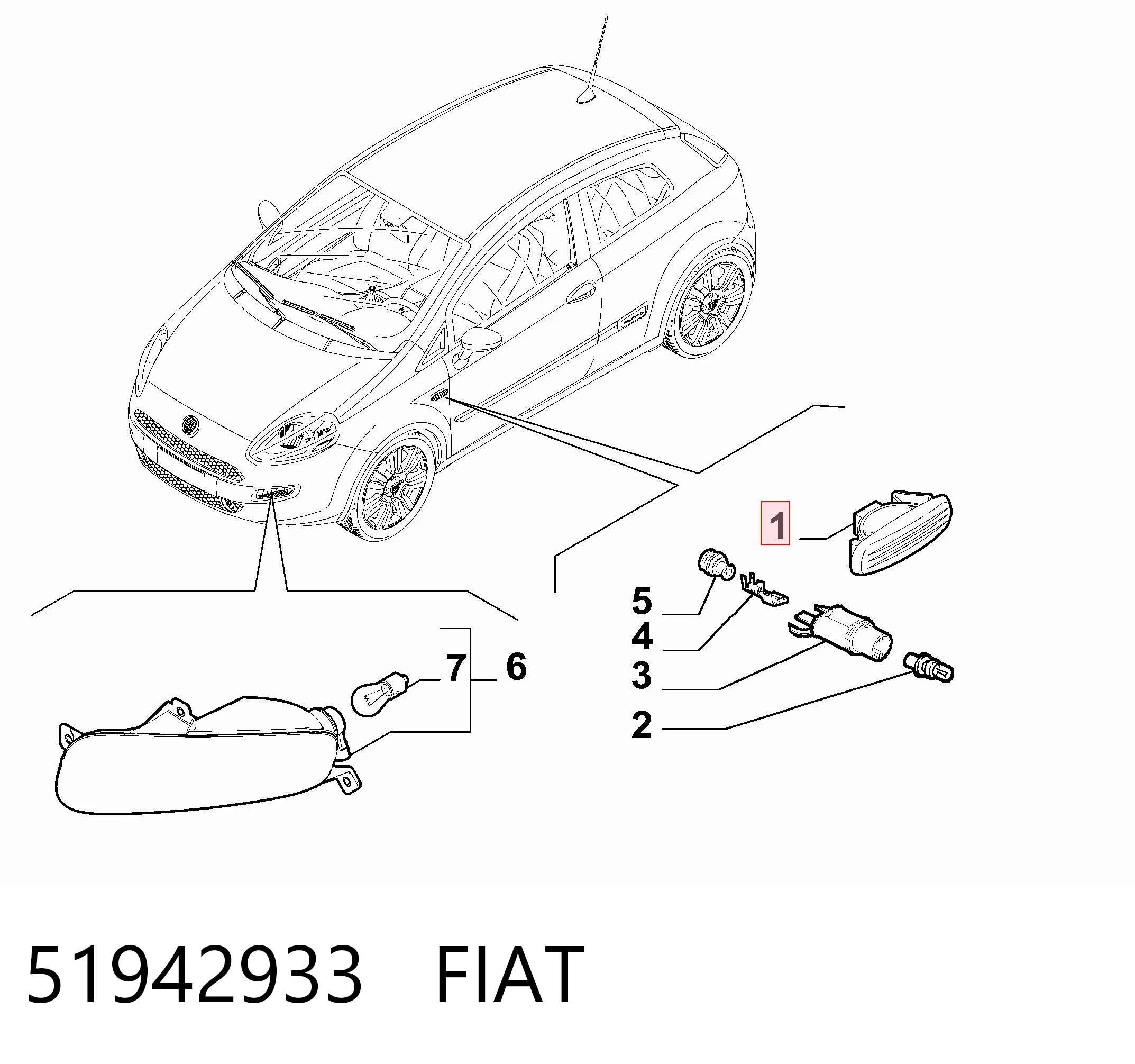 51942933 Fiat/Alfa/Lancia Luz intermitente guardabarros