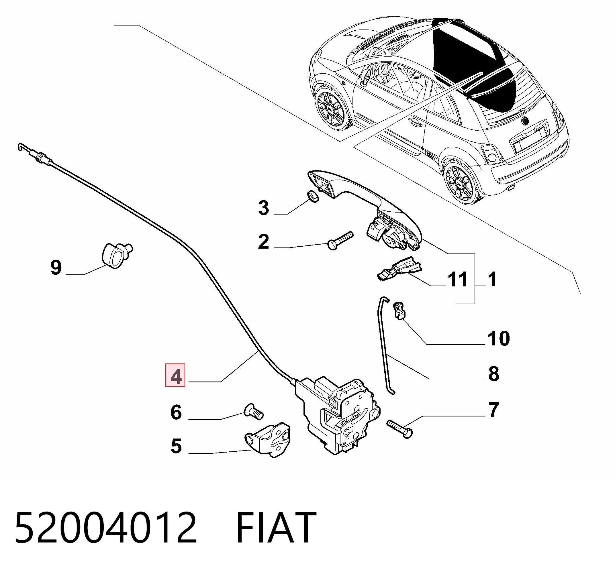  Cerradura Fiat 500 