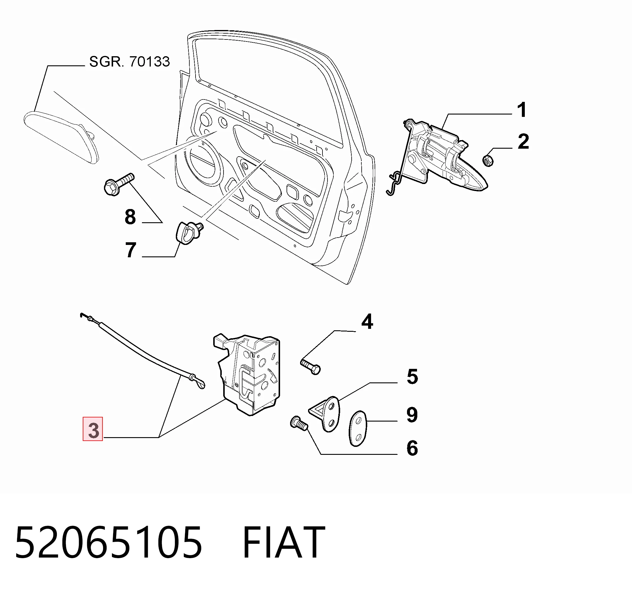 52065105 Fiat/Alfa/Lancia Cerradura de puerta