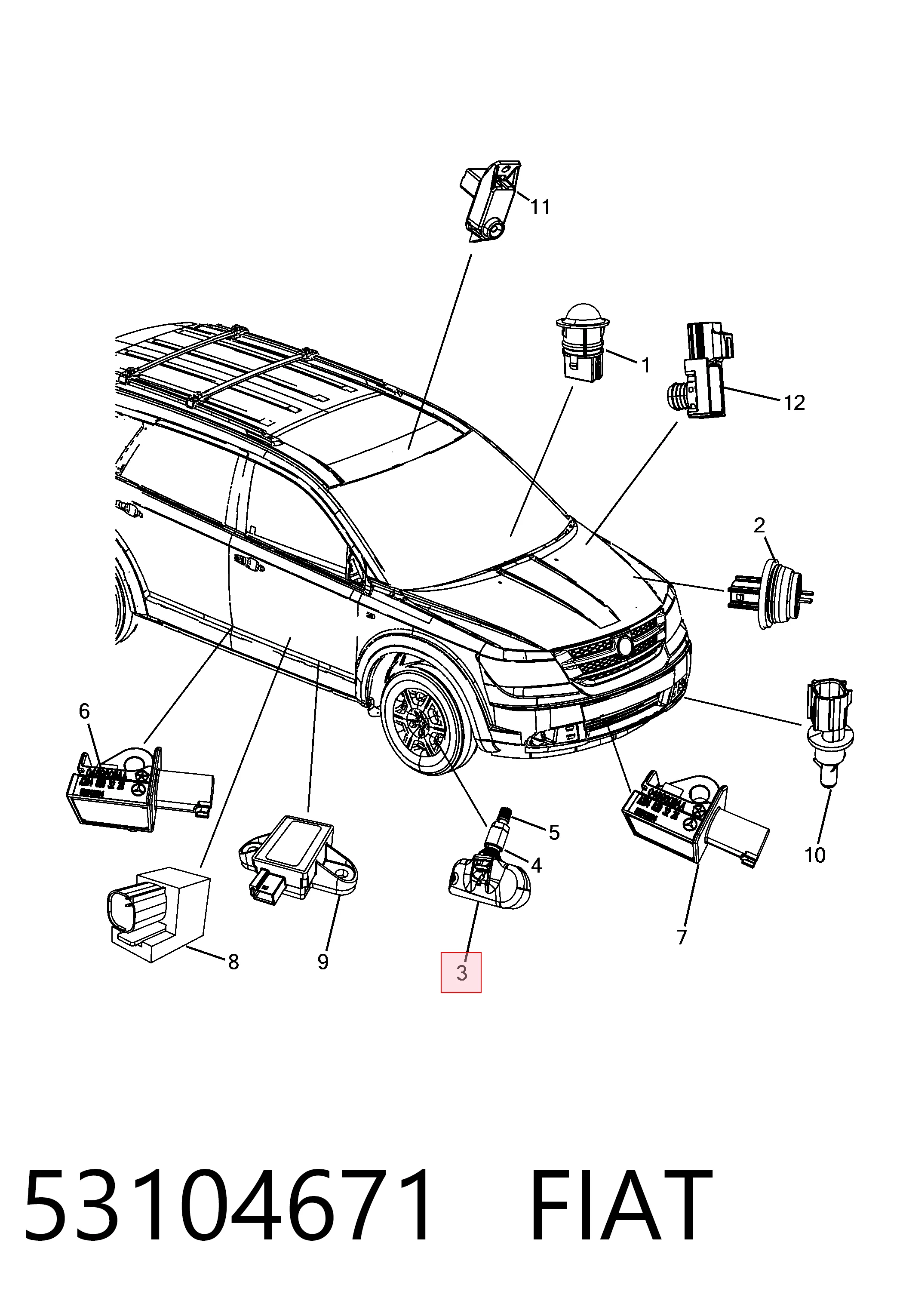 53104671 Fiat/Alfa/Lancia Sensor de presión de neumáticos (TPMS)