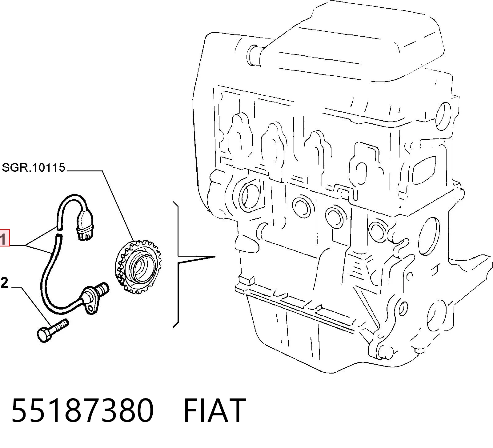 55187380 Fiat/Alfa/Lancia Sensor de posición del cigüeñal