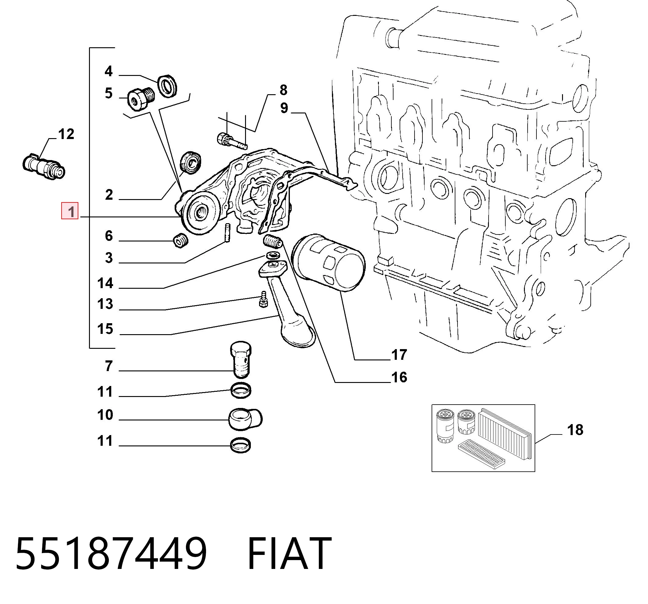 Bomba de aceite FIAT 55187449