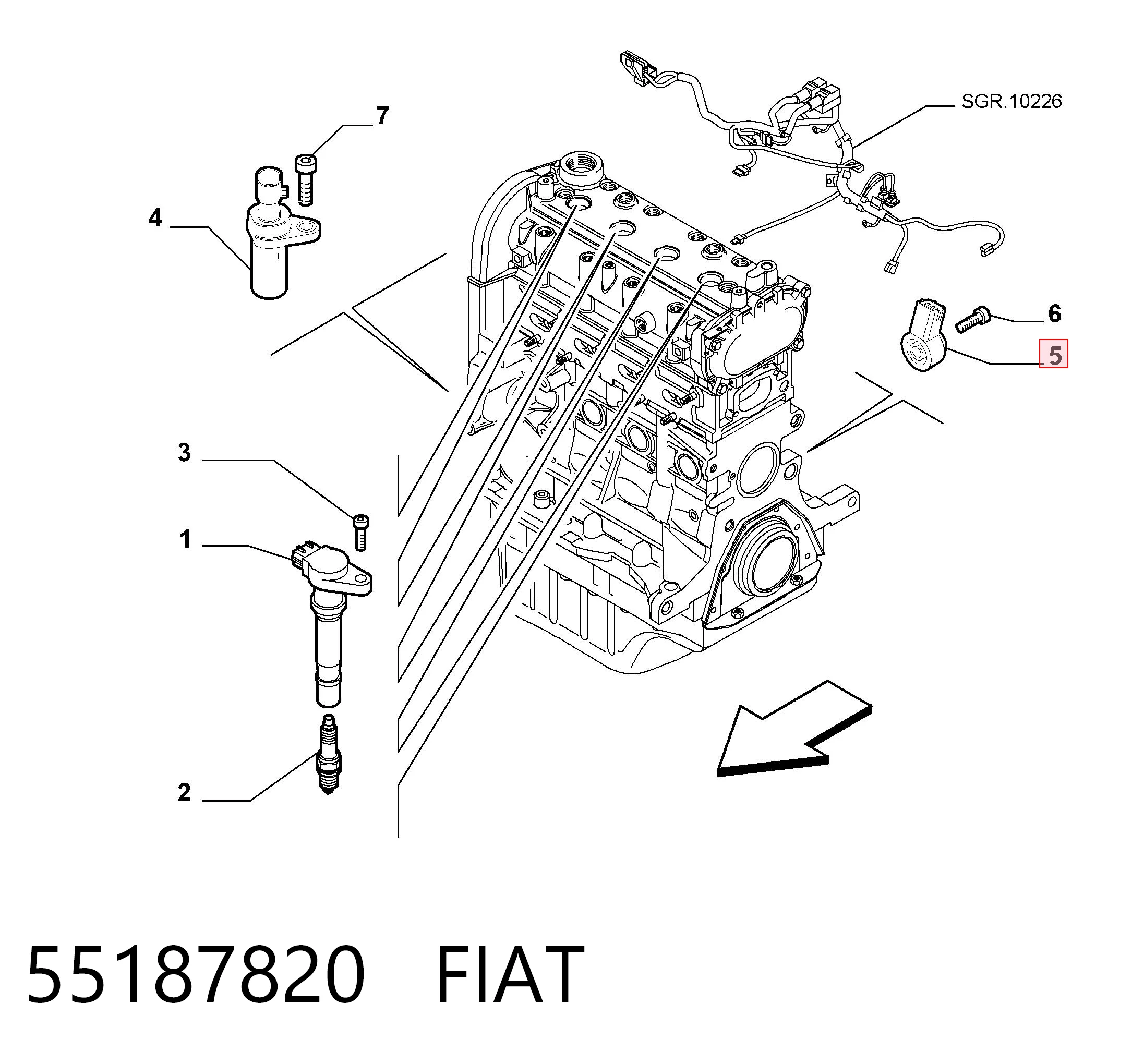 55187820 Fiat/Alfa/Lancia Sensor de detonación