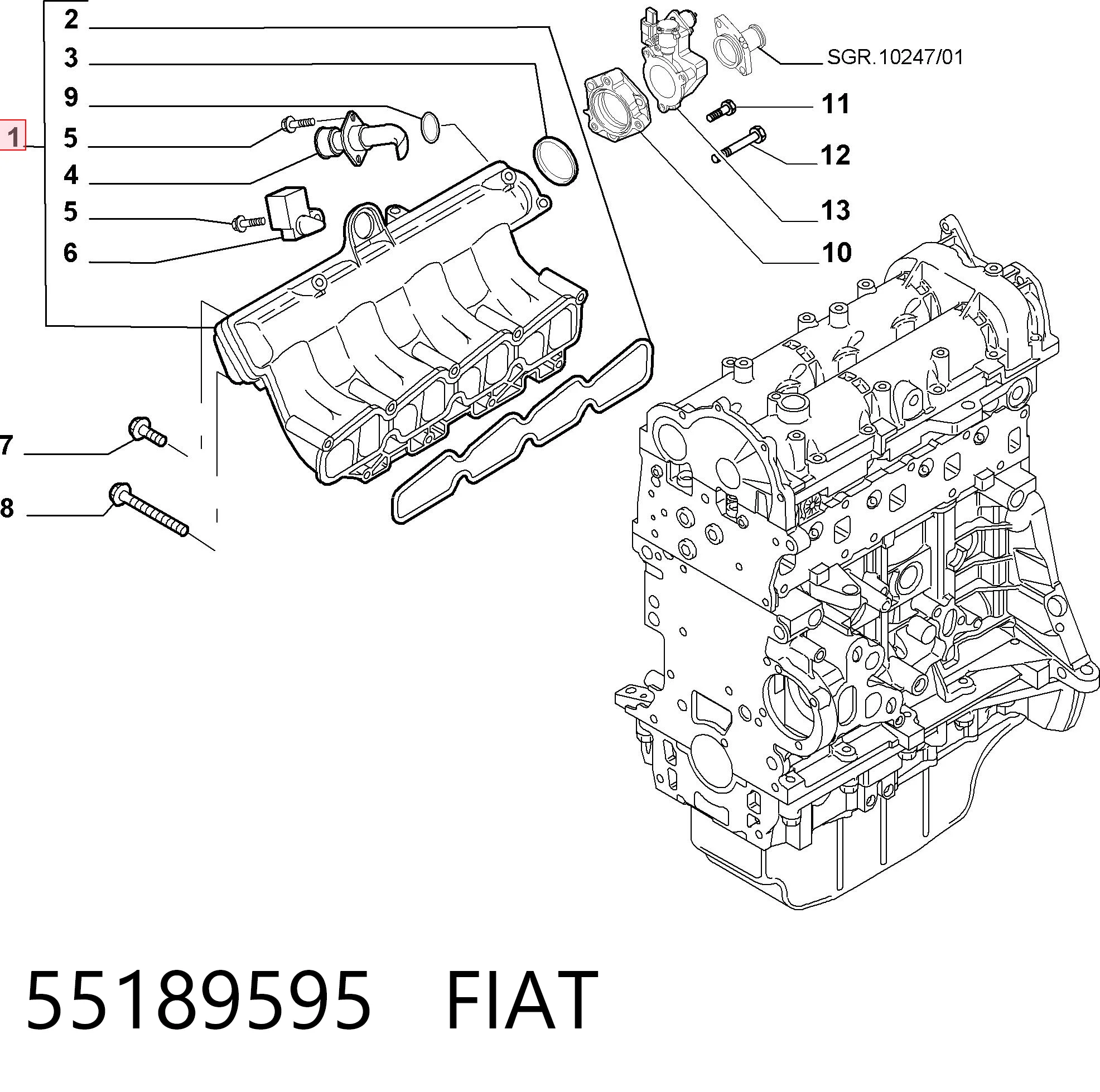 Múltiple de admisión para Fiat 500  (312)