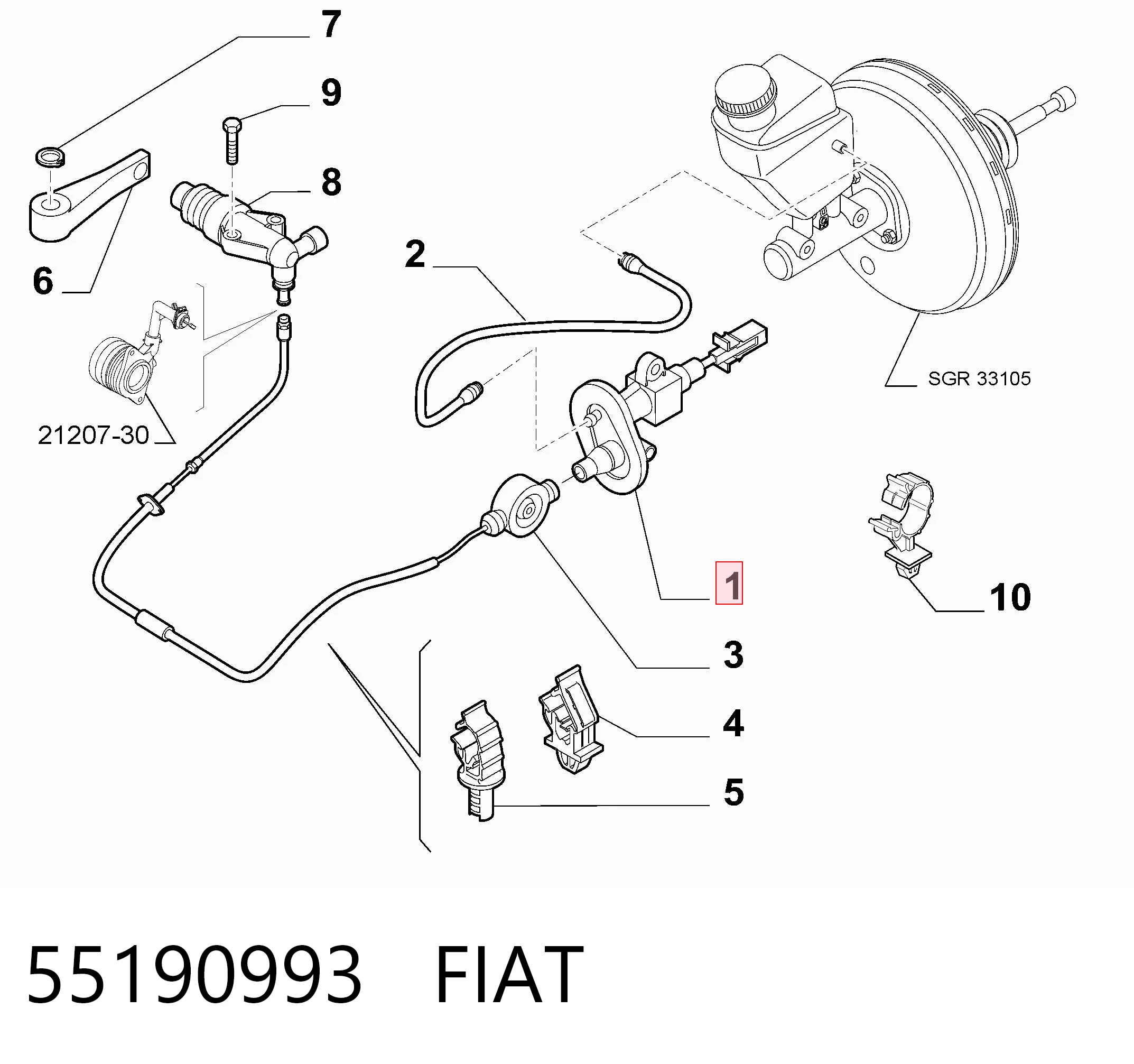 55190993 Fiat/Alfa/Lancia Cilindro maestro de clutch