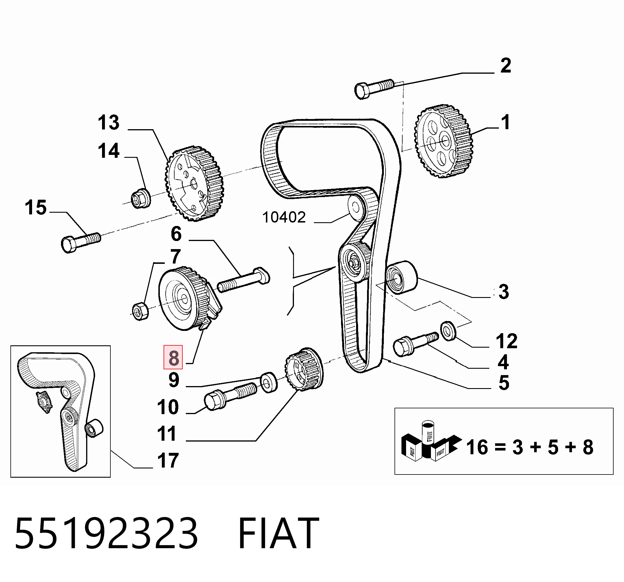 Rodillo tensor cadena para Fiat Doblo I (119)