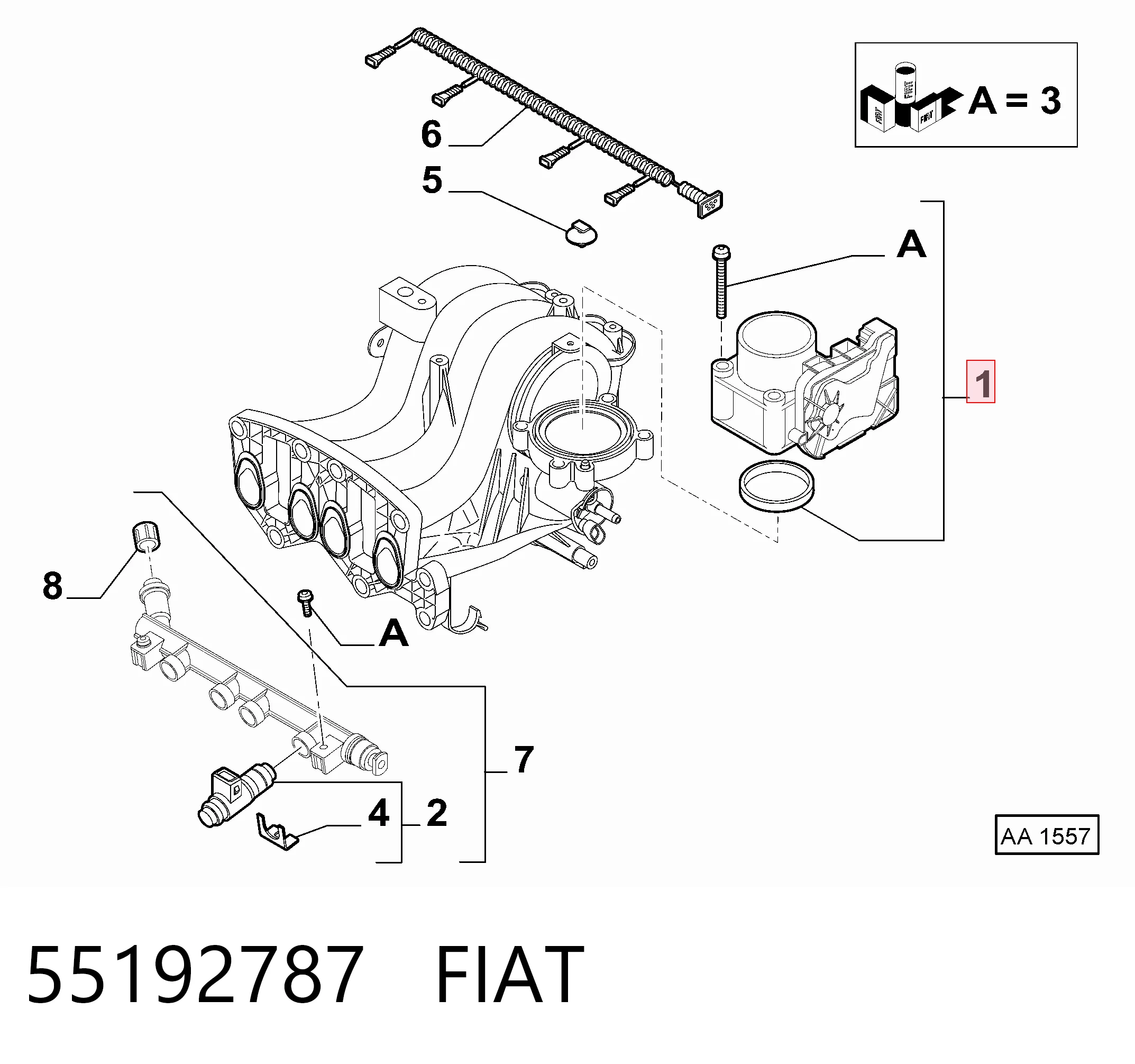 55192787 Fiat/Alfa/Lancia Mariposa de admisión